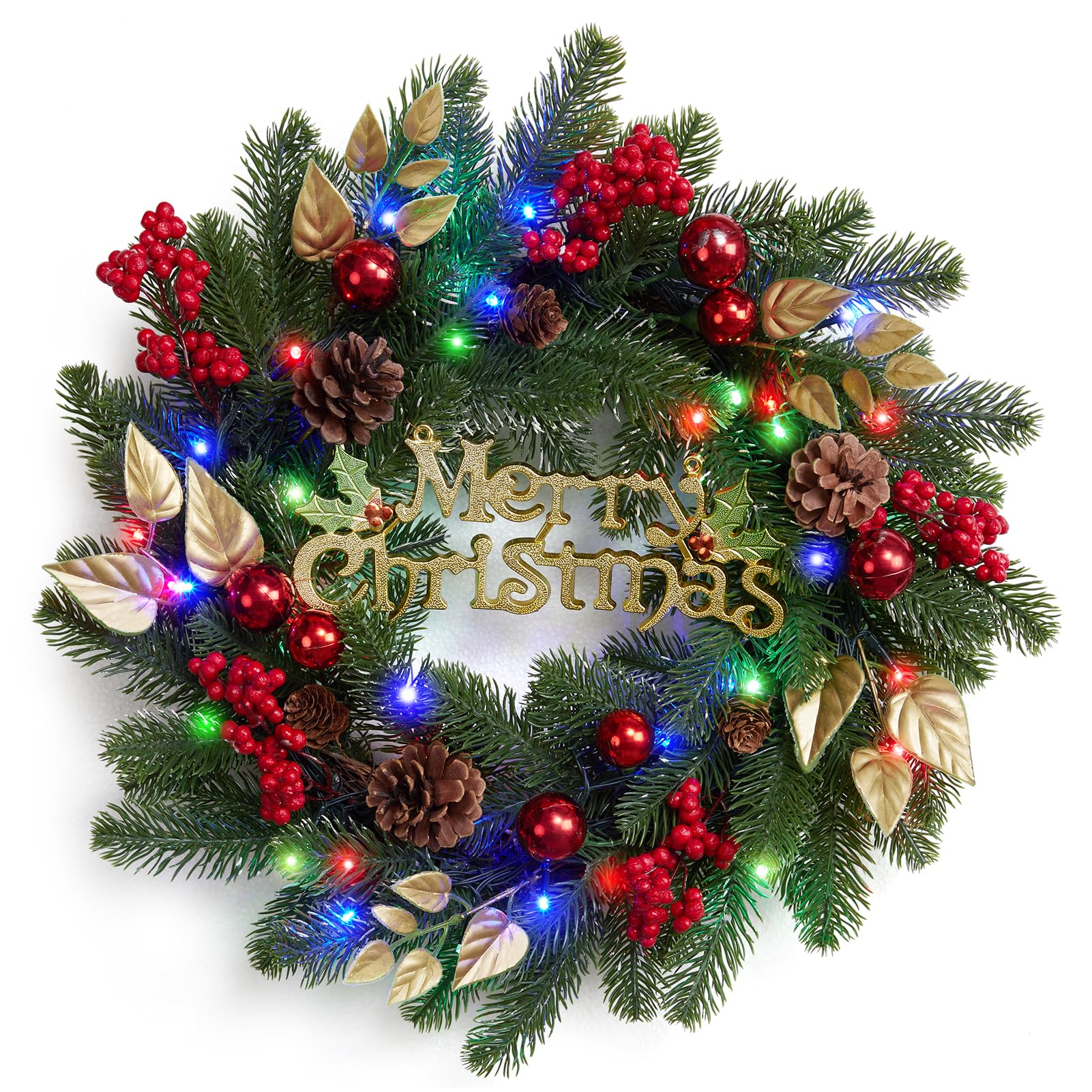Amazon.com: 18 Inch Christmas Wreaths for Front Door, Lighted
