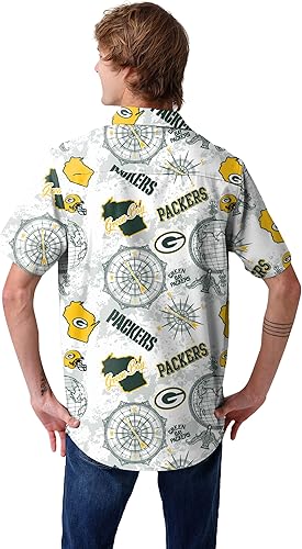 Miniatura 3 de FOCO Camisa abotonada floral Aloha tropical con logotipo de equipo de la NFL para hombre