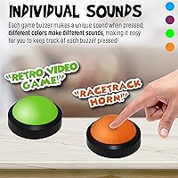 Vista 3 de Teacher's Choice Paquete de 4 zumbadores de juego con sonidos fuertes únicos para cada zumbador Ideal para juegos de trivia, peleas familiares