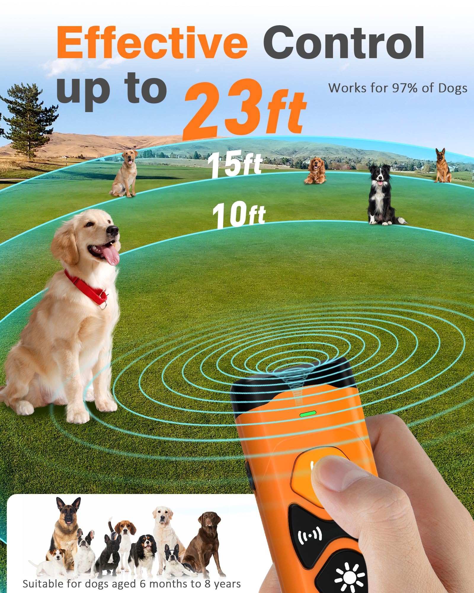 Dispositif dissuasif des aboiements de chien, dispositif anti-aboiement amélioré pour arrêter les aboiements des chiens voisins, dressage des chiens, répulsif à ultrasons rechargeable avec portée de