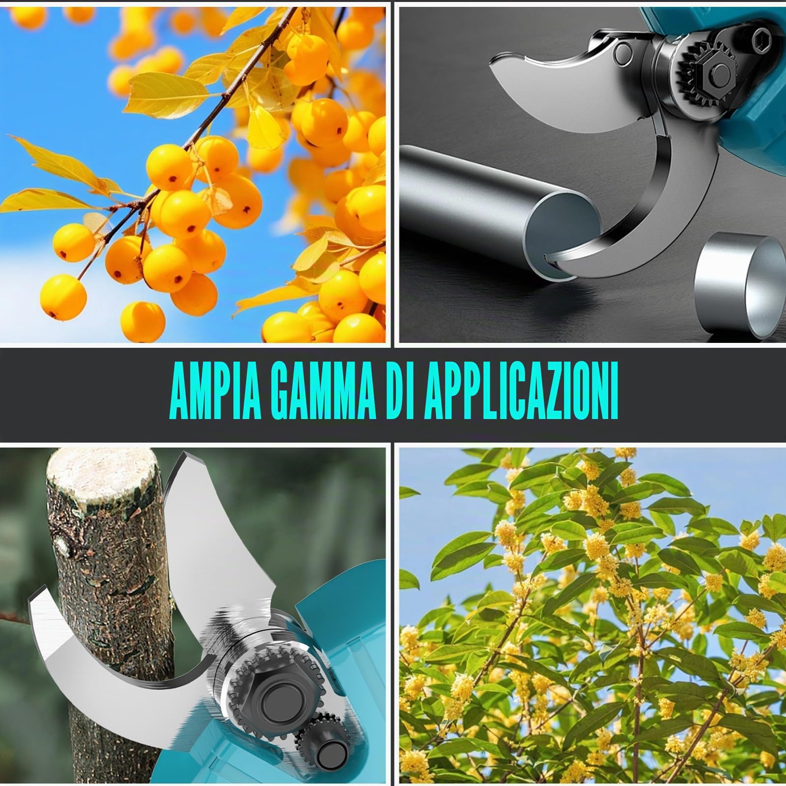 Forbici da potatura elettriche professionali con batteria di ricambio per Makita, forbici da potatura a batteria 2 x 3,0 Ah, diametro massimo di taglio 30 mm, rami con batteria per potatura da