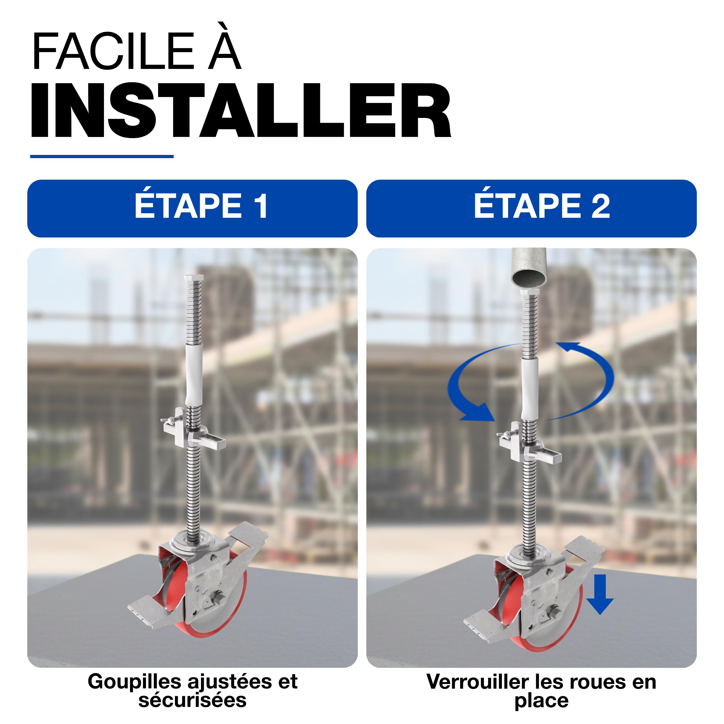 GeZu Impex Roulettes d'échafaudage Roues avec frein 600 kg