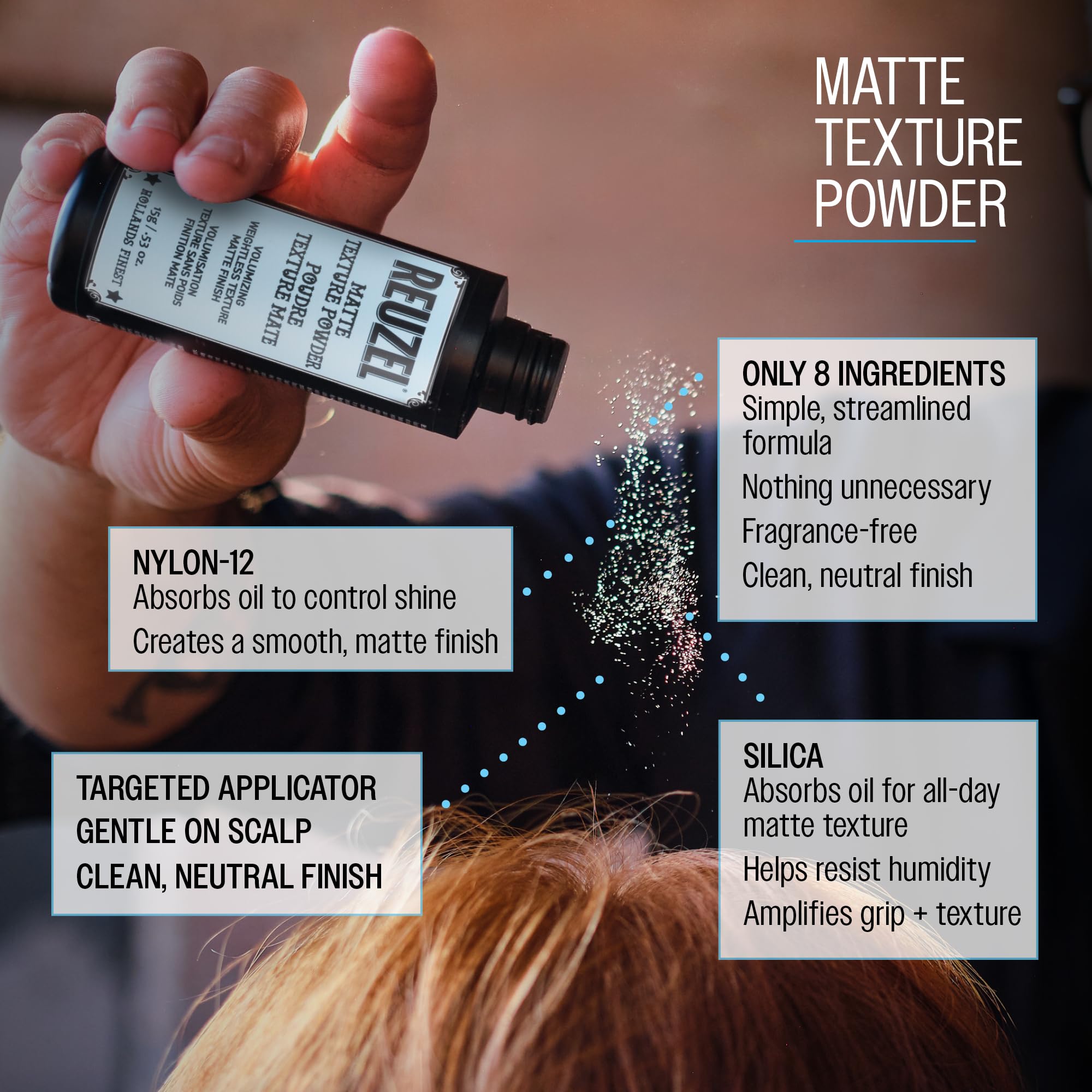 Reuzel Matte Texture Powder - Polvere per styling vegana per uomo - 15 g