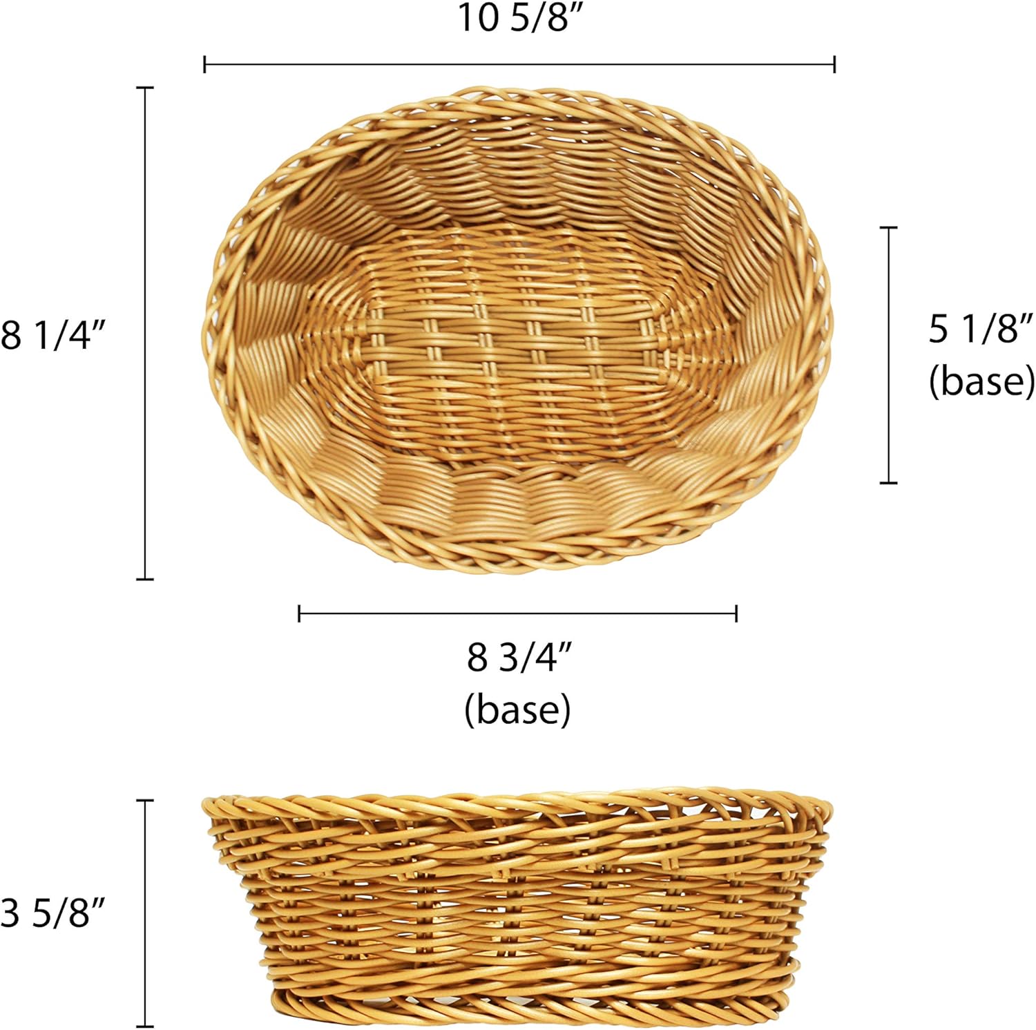 Thunder Group PLBB1107 Plastic Oval Hand-Woven Basket, 11 by 7-Inch by 3-1/2-Inch