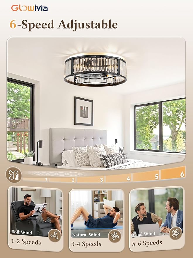 Ventilador de Techo 20 Pulgadas con Luz, 6 Velocidades y Con miniatura 5