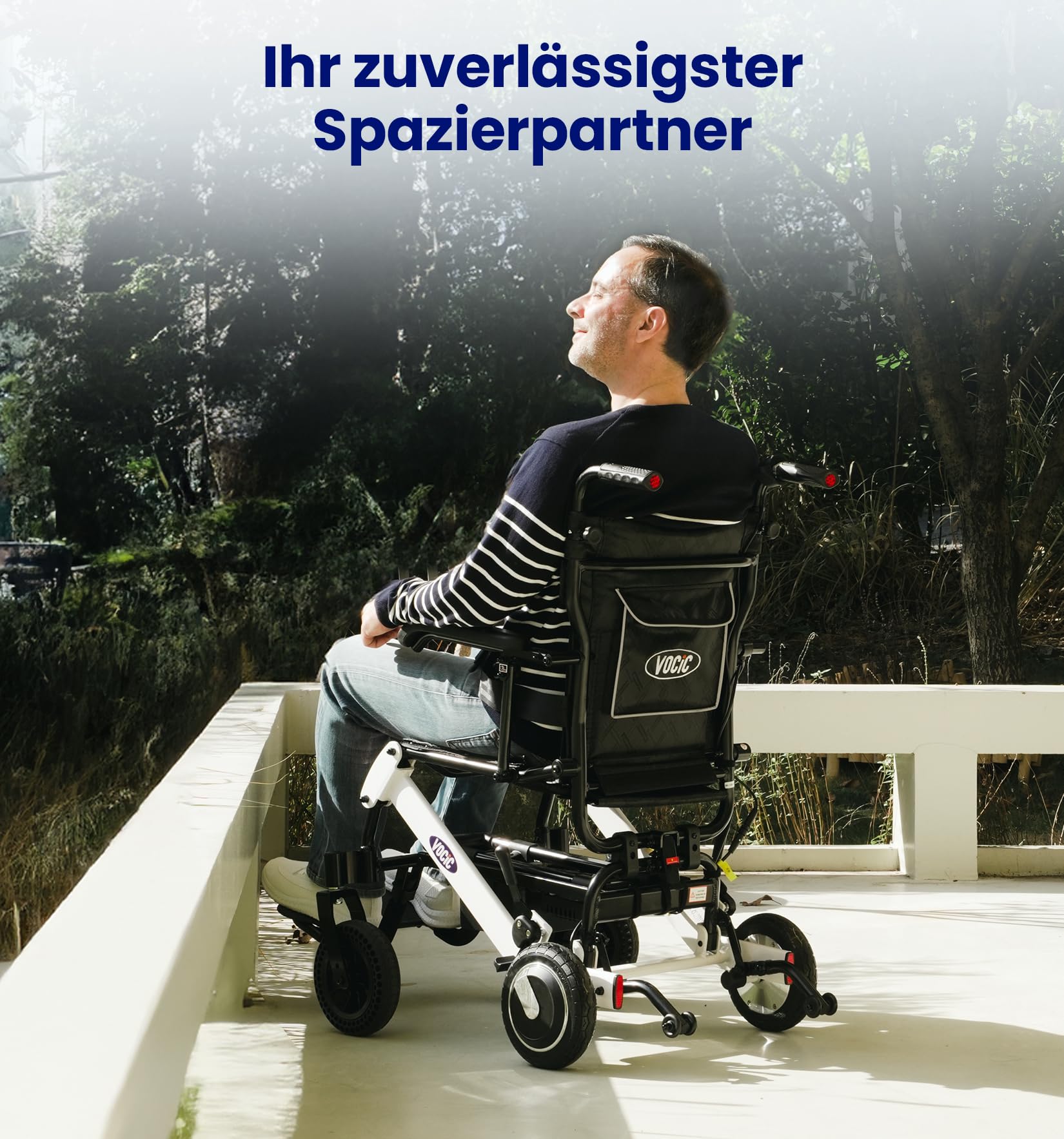 VOCIC V55 Silla de ruedas eléctrica plegable ligera con control trasero | silla de ruedas eléctrica de hasta 136 kg, para todo terreno, silla de ruedas eléctrica de 500 W con Bluetooth (21 kg)