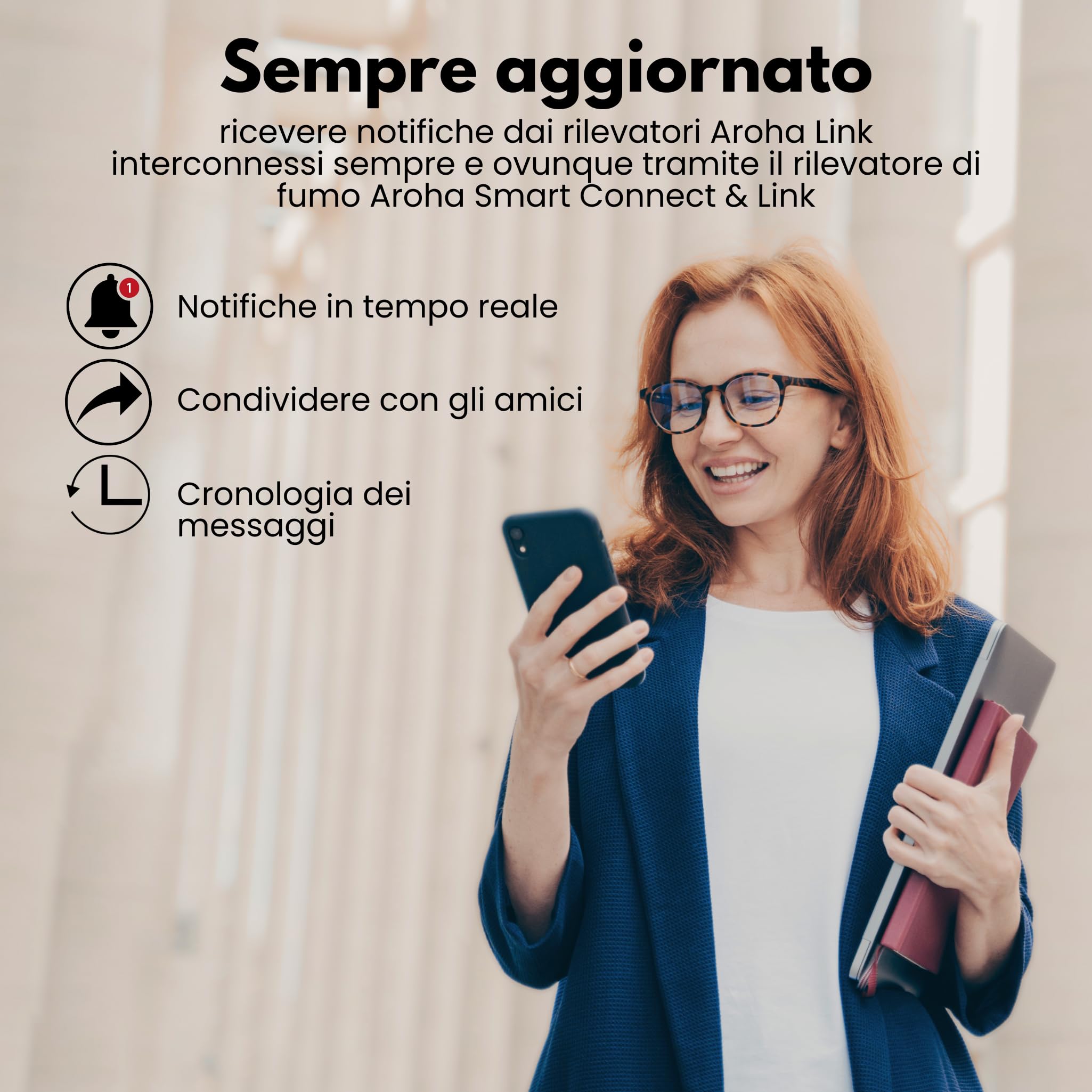 Aroha Smart Connect & Link Rilevatore di Fumo Collegabile e WiFi - Batteria da 10 Anni, Sensore Fumo WiFi Con App Tuya & Smartlife - Allarme Anticendio - 3 pezzi
