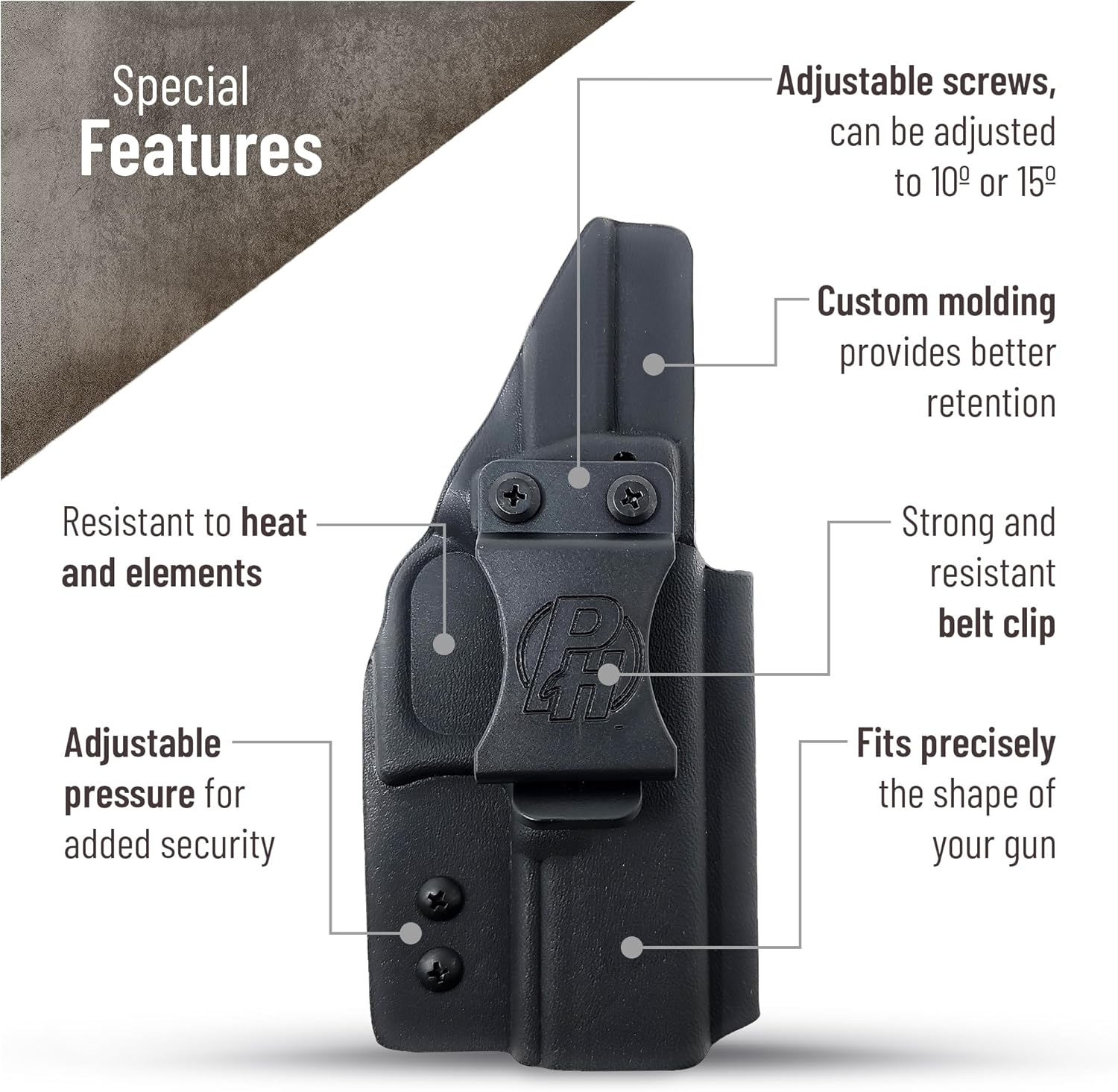 IWB Kydex Holster. Fit:17, 22, 33, 17L, 34 Pistol. IWB Glock 17 Holster Concealed Carry with Adjustable Cant and Strong Retention Clip