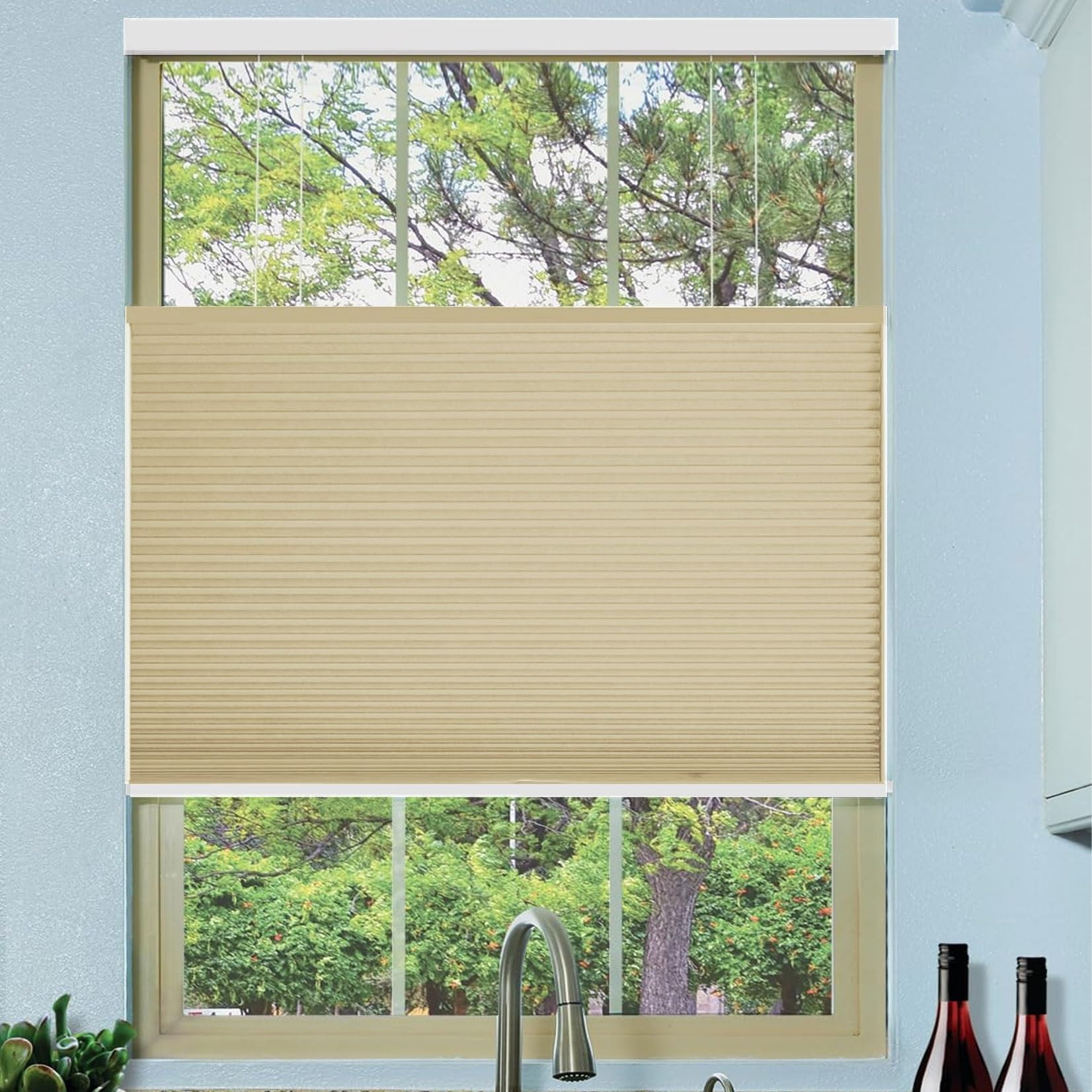 Store Plissé Occultant 75 x 205 cm Thermique Antisolaire, Occultant, Enrouleur Stores Plissés Intérieurs avec Clips pour, Fenêtre Facile à Installer, Couleur Crème