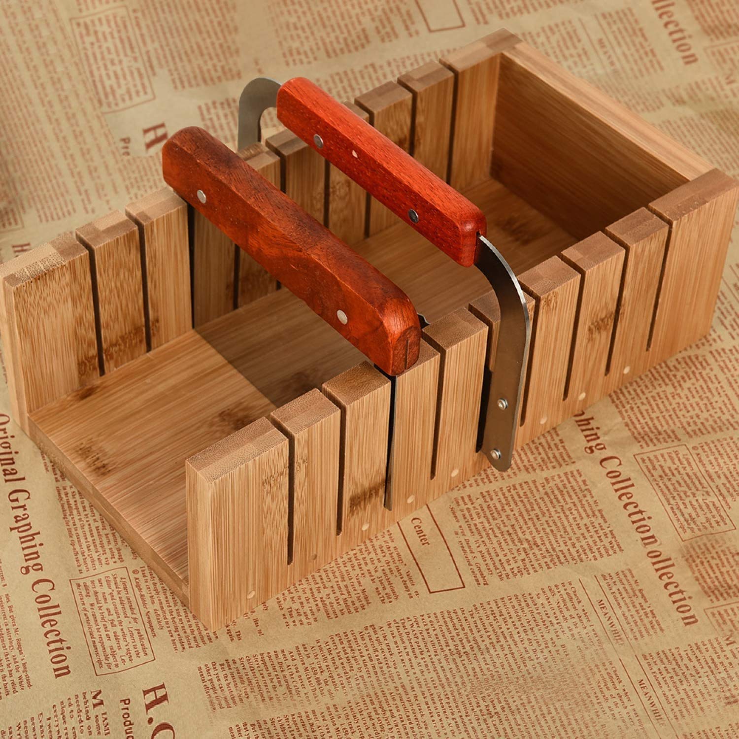 POFET Set di tagliapone, stampo in legno per fare il sapone e tagliare la pagnotta, kit con taglierina dritta e ondulata in acciaio inossidabile