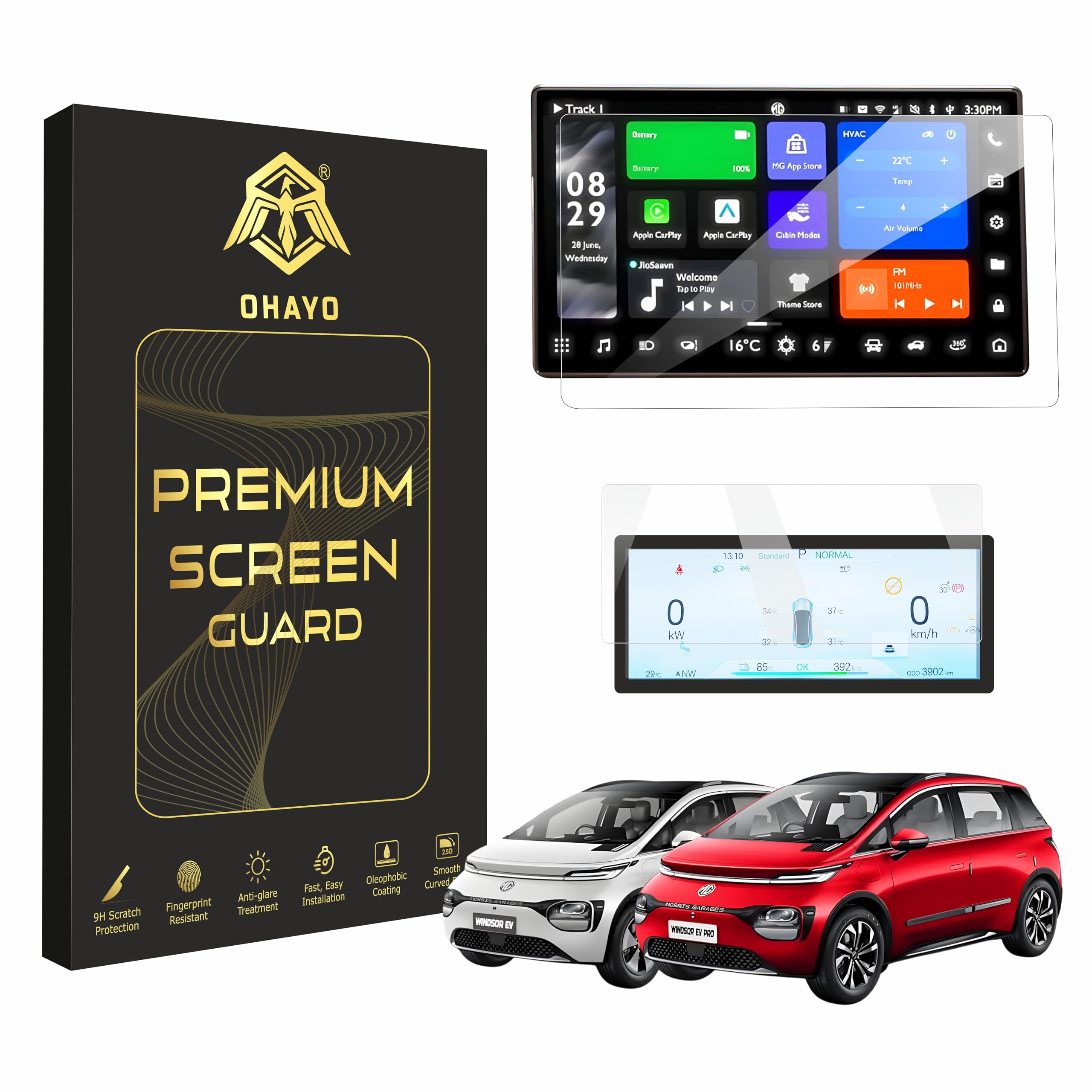 OHAYO Screen Guard Combo for MG Windsor EV & EV Pro 2024–2025 | Compatible with Exclusive, Essence, Exclusive Pro & Essence Pro | 15.6” Infotainment Screen + 8.8” LCD Instrument Cluster Protector | Car Accessories (Not Tempered Glass)-image-29