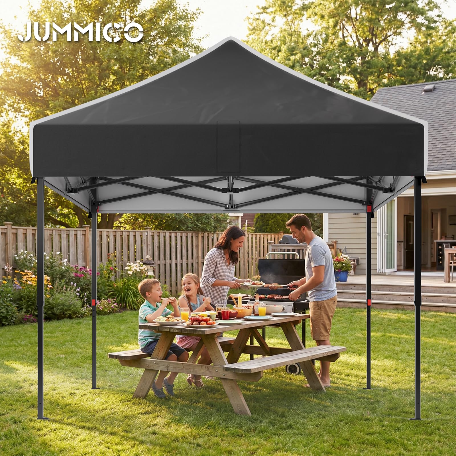 JUMMICO 3x3m Schwerlast-Faltpavillon für Extremes Wetter｜Spitzdach & 110g silberbeschichtetes Oxford｜Verstärkte Klettfixierung｜Mehr Stauraum & Stabilität