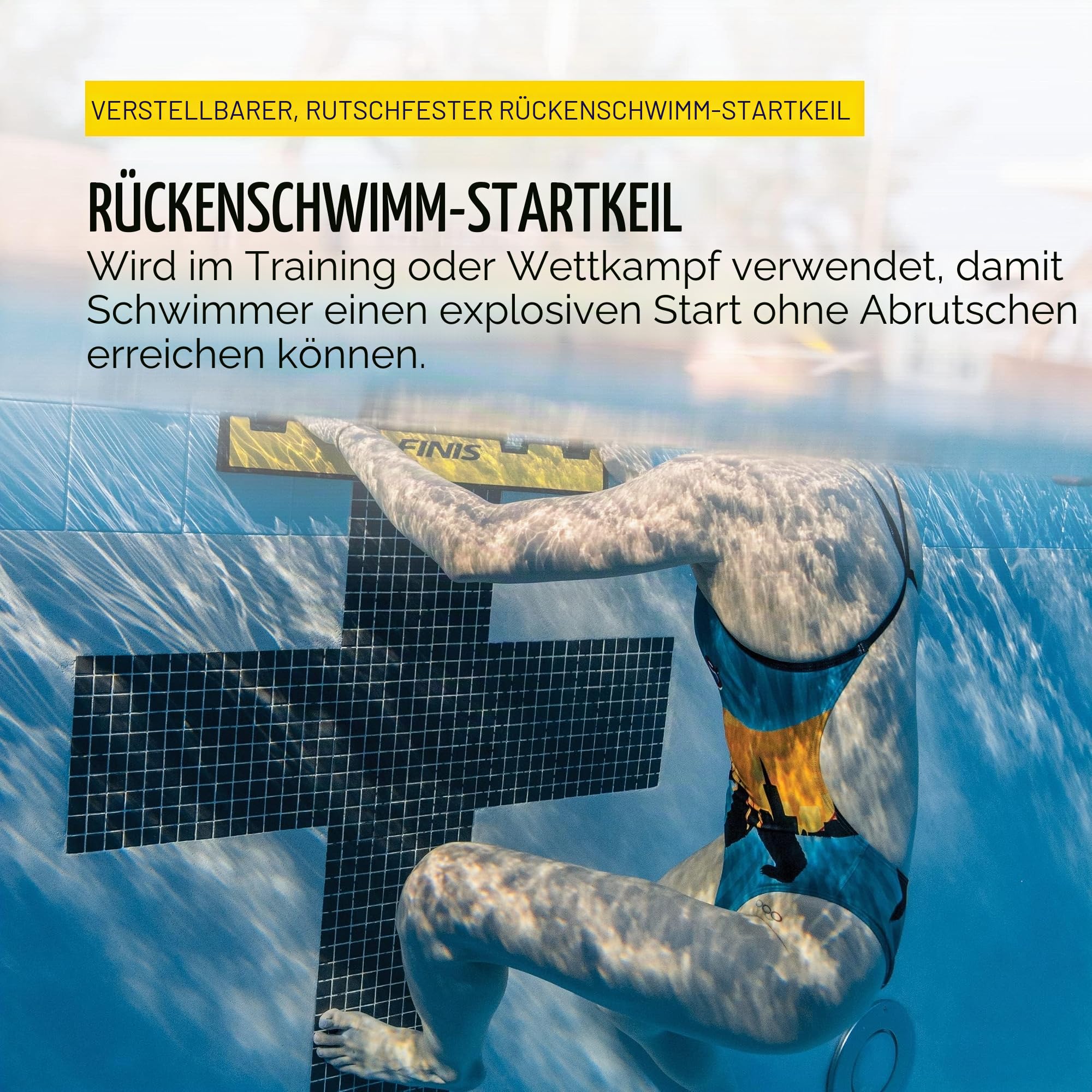 FINIS Rückenschwimm-Starthilfe für Startblock, Schwarz, Einheitsgröße | Starthilfe für Rückenschwimmen, World Aquatics (FINA) für Wettbewerb und Ausbildung, Nicht rutschig, Robuste Verarbeitung
