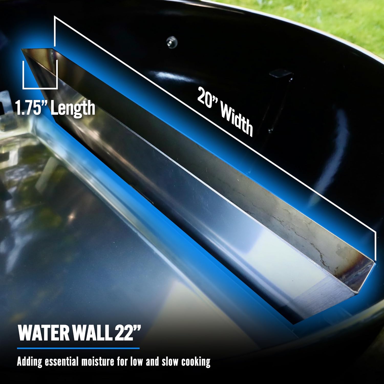 SnS Grills Medium Water Wall - Moveable V-Shaped Grill Water Reservoir Pan - Ideal for Low-and-Slow Cooking, Moisture & Temperature Control, For Large Grills 22" and Bigger