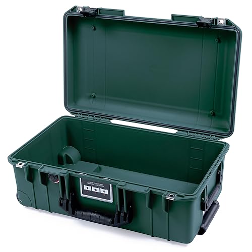 Pelican Air 1535 Carry-on Case by ColorCase - Trekking Green - Medium Size Waterproof (Empty) - Black Handles & Latches