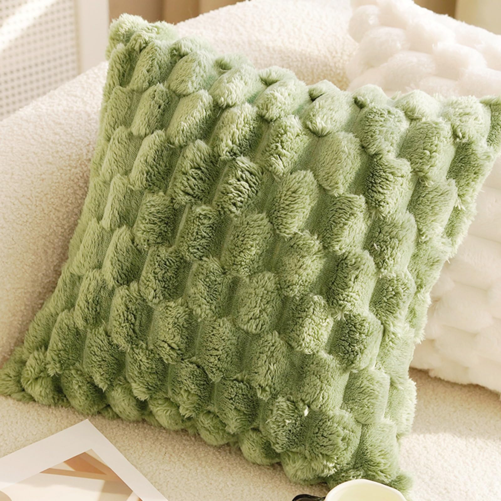 Housses de coussin vert bohème pour canapé et salon style campagnard chic