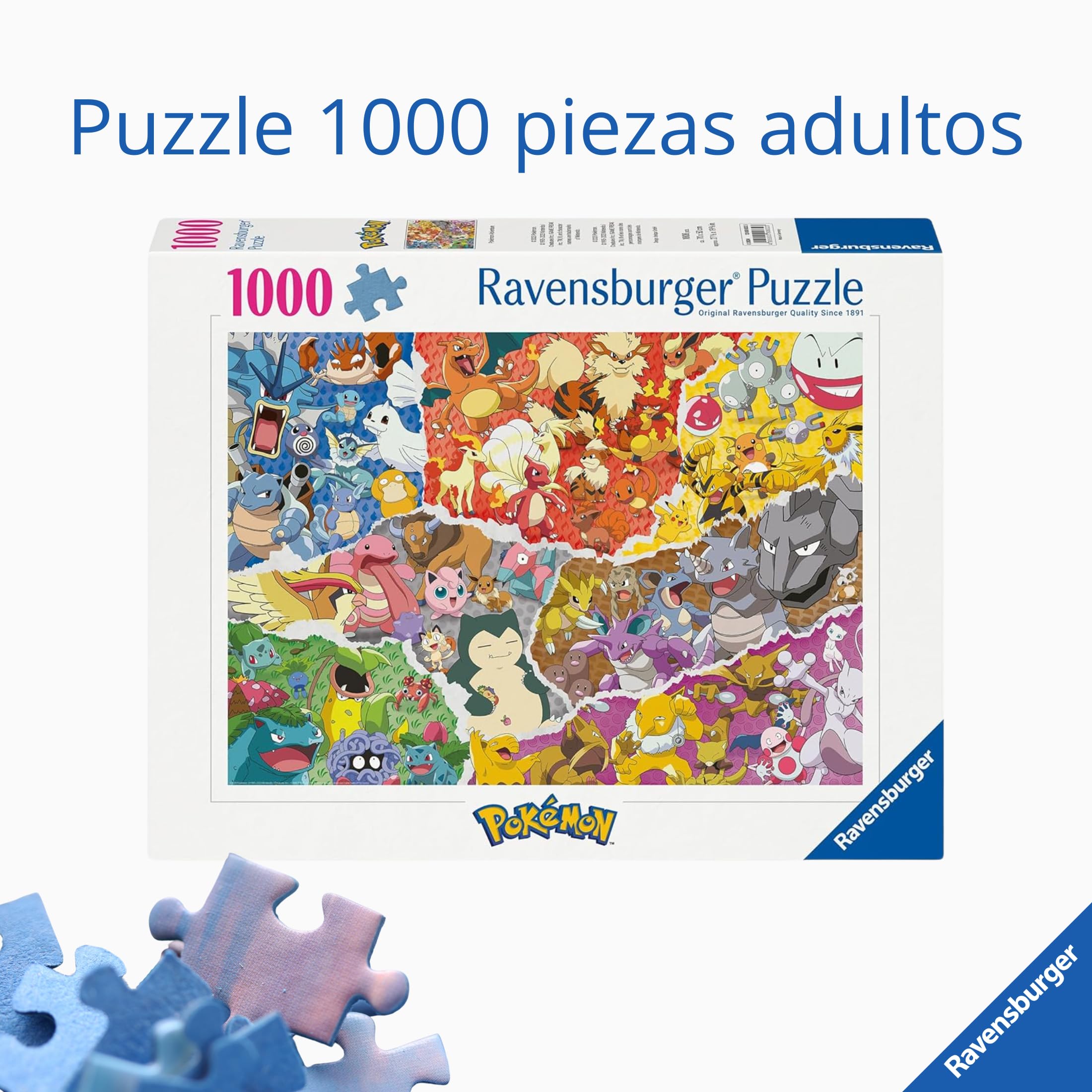Ravensburger - Puzzle Pokemon | Puzzle 1000 Piezas | Puzzles Adultos 70x50cm | Puzzles Pokemon 1000 Piezas | Rompecabezas Adultos y Niños +14 años