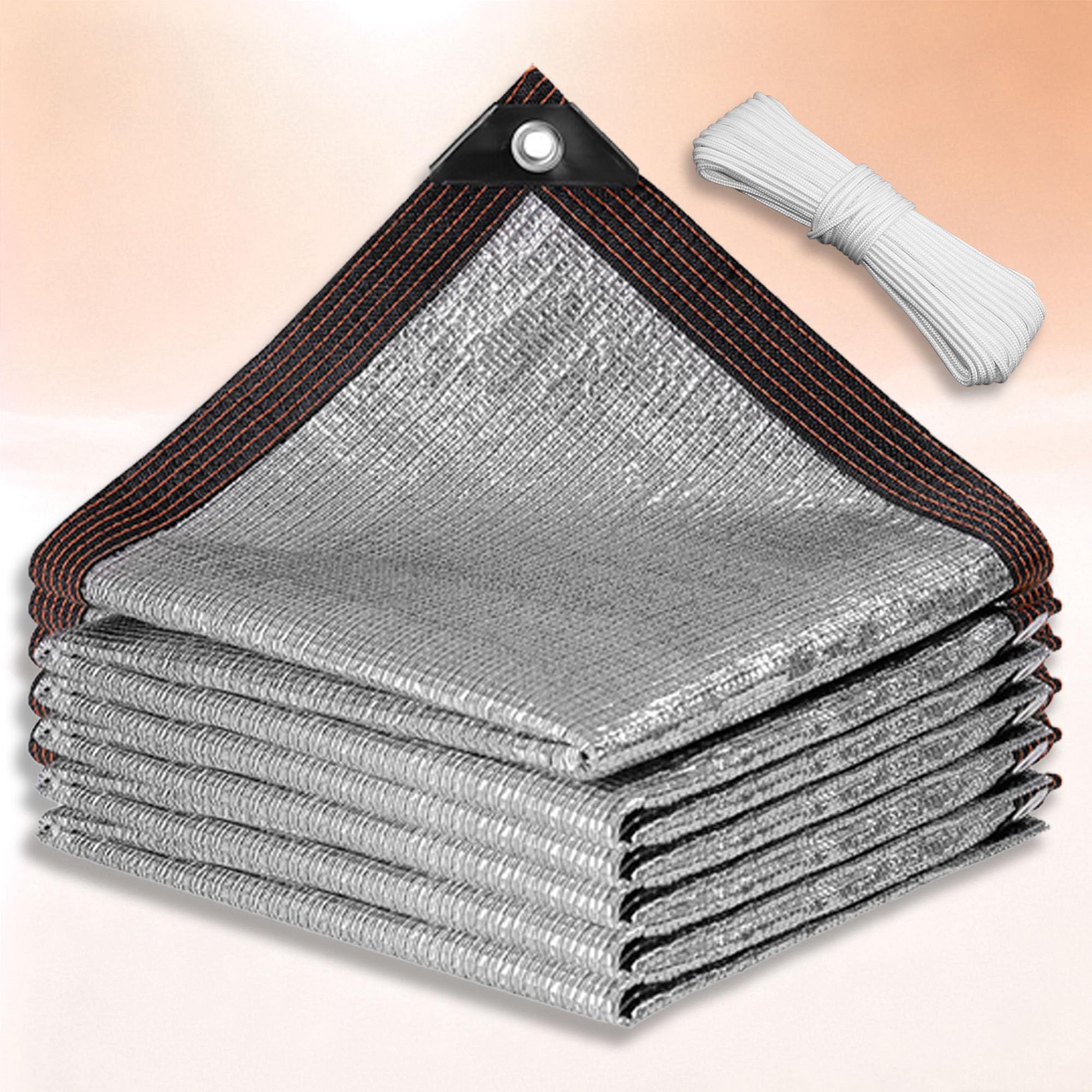 Aluminiowa Tkanina Zacieniająca 170 x 300 cm Oddychający Odblaskowa Aluminiowa Osłona Przeciwsłoneczna Łatwa Instalacja Do Użytku Zewnątrz Ogród, Samochód, Zwierzęta, Srebro