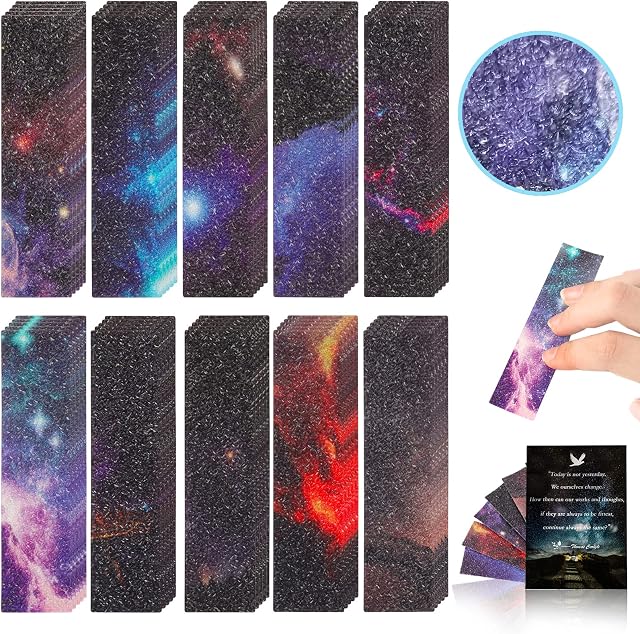HuiJuKeJi Fidget Toy - 50 Pieces Anxiety Sensory Toy Stickers Calm Strips, Textured Tactile Rough Adhesives Sensory Stress Relief Toy Starry Sky Stickers /Bookmarks for Phone Laptop Desk