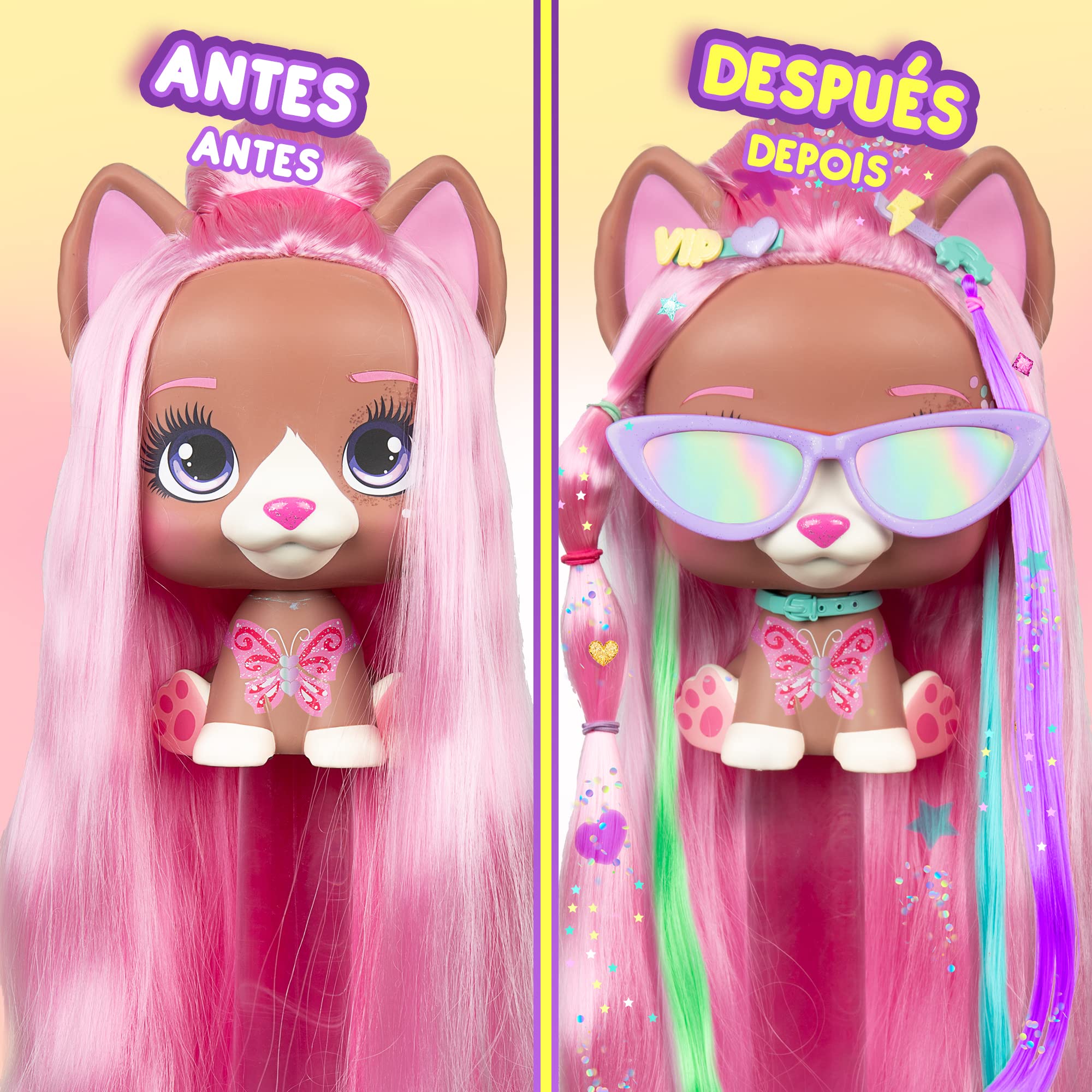 VIP Pets 71190 Mega Pet Nyla, Busto muñeca para peinar con Pelo Extra Largo y Tiza de Pelo con 30 Accesorios, Regalo y Juguete para niñas y niños de +3 año, 40 cm