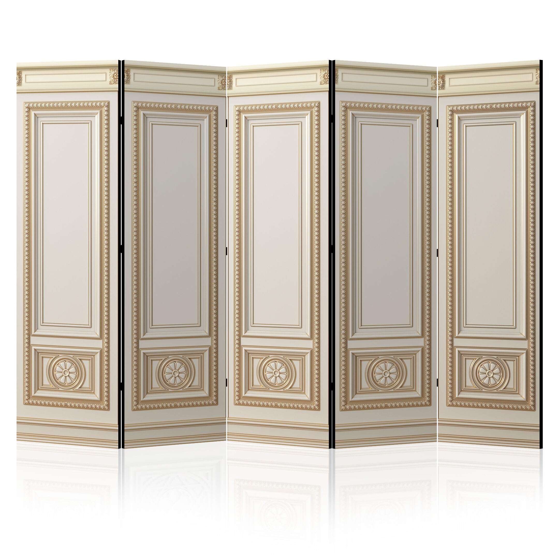 Separe Divisorio Interno Monofacciale - Paravento da Interno 5 Pannelli Divisorio per Ambienti - Divisori per Interni con Motivo Stucco - 225x172 cm