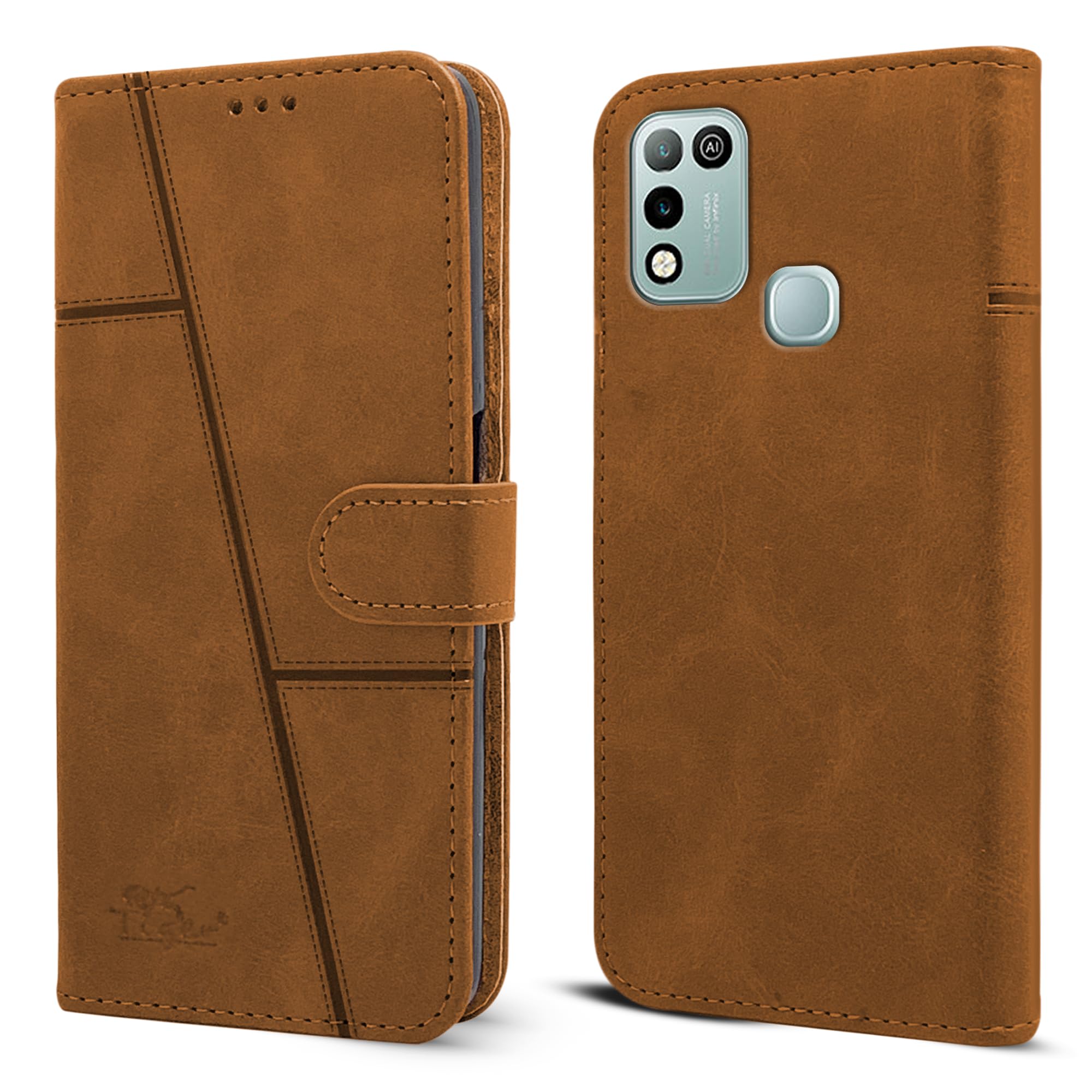 フレークマーホア5ケース Jkobi Flip Cover Case for Infinix Smart 5 (Stitched Leather with