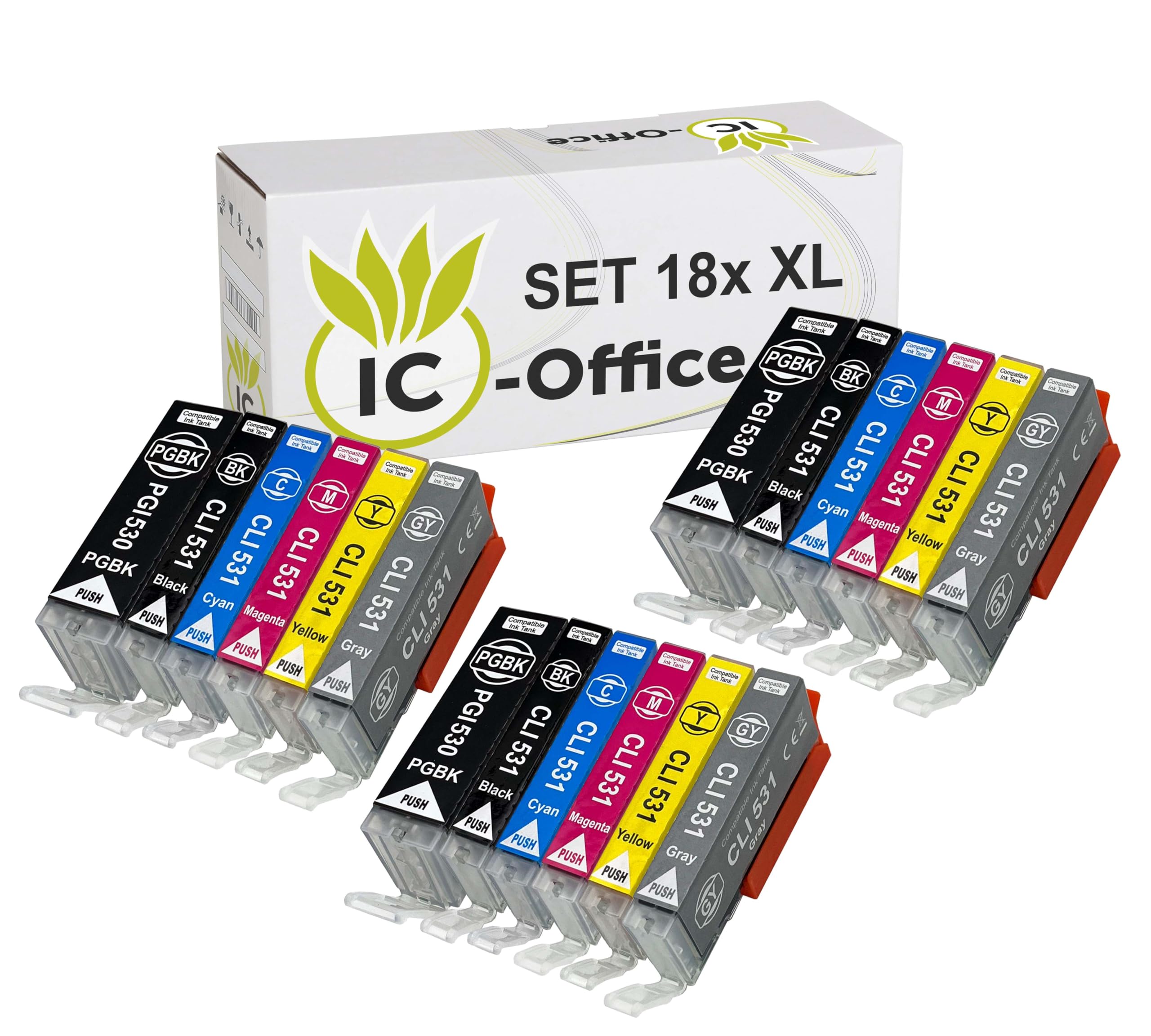 IC-Office TS8750 - Impresora multifunción de inyección de tinta 3 en 1 (impresión, copia, escaneo, tarjeta SD, dúplex, Wi-Fi, AirPrint) negro + 18 cartuchos de tinta XXL