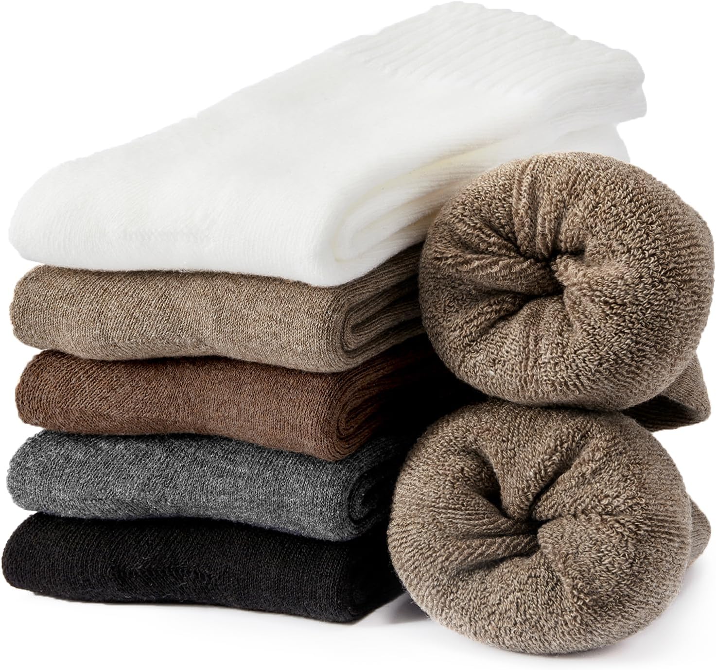 J-BOX Womens Wool Socks Warm Soft Crew Socks for Women Winter Thick Athletic Socks Pack(5 pairs)