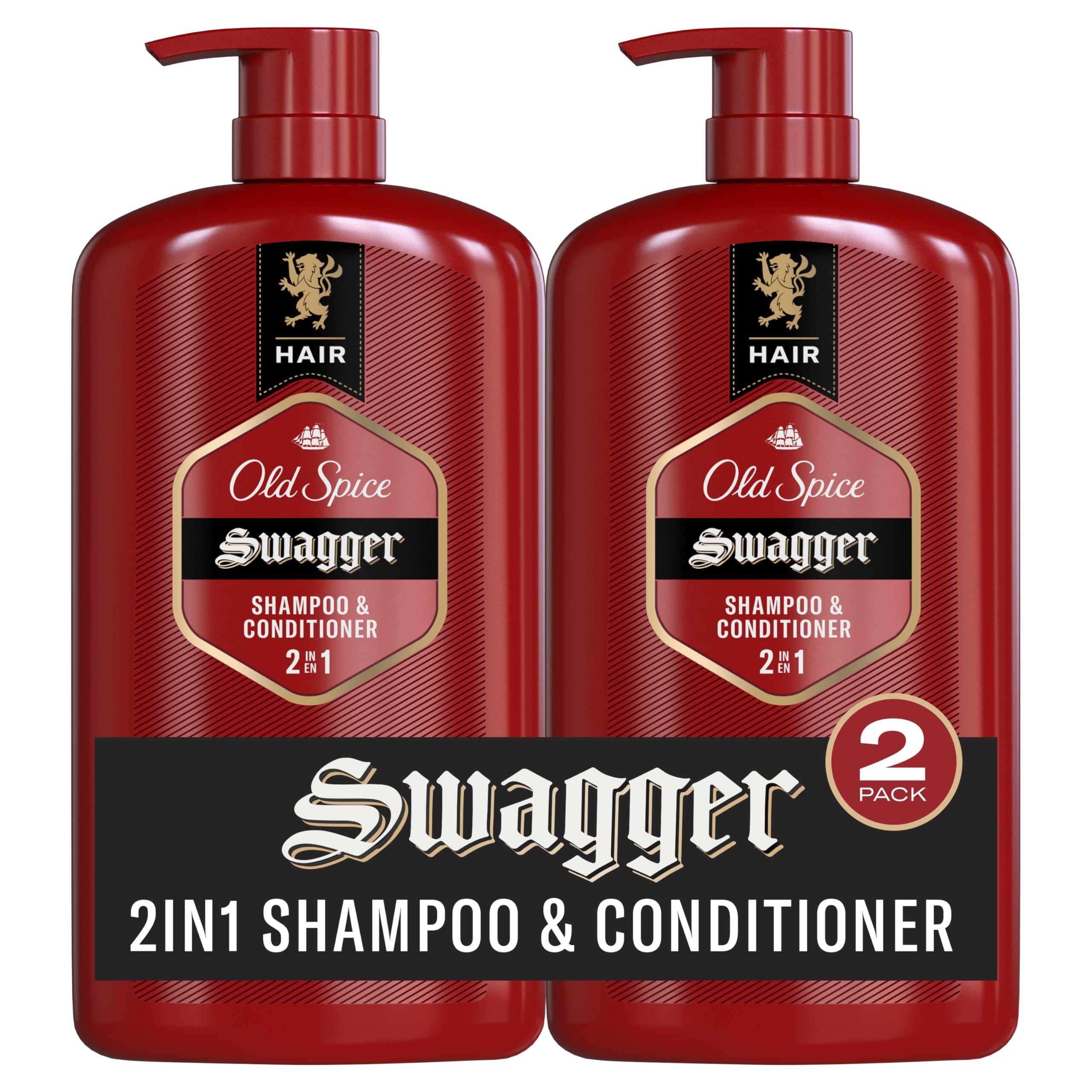 Old Spice Swagger 2-in-1 Shampoo and Conditioner for Men, 29.2 Fl Oz (Pack of 2)