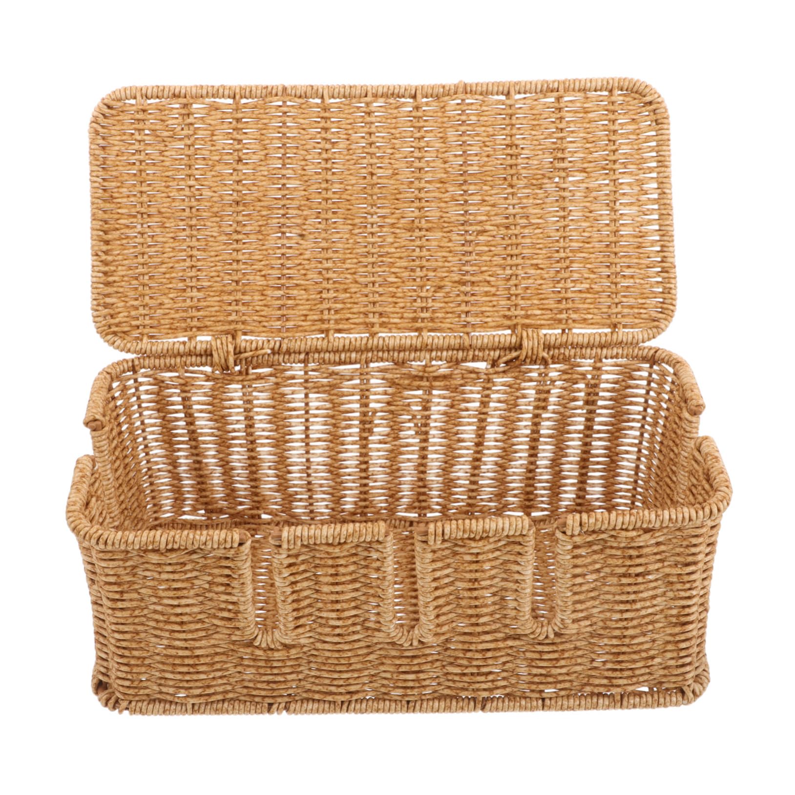 Organizzatore Cavi Elettrici da Scrivania in Plastico, Stile Rattan | Box Decorativo per Ufficio e Casa, Struttura Robusta, Ottimizza Spazio sulla Scrivania