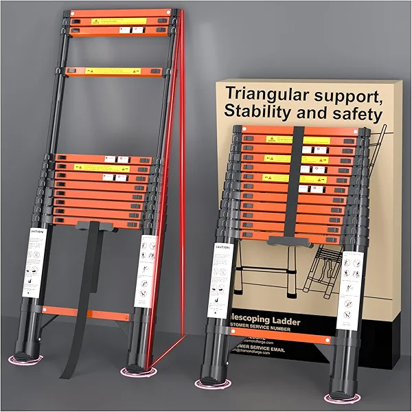 Telescoping Ladder Extension Telescopic Collapsible - 12.5 FT Rv Telescope Foldable Extendable Tall Compact Aluminum Ladders - for House Roof Travel Trailers Adjustable Retractable - 330lbs Capacity