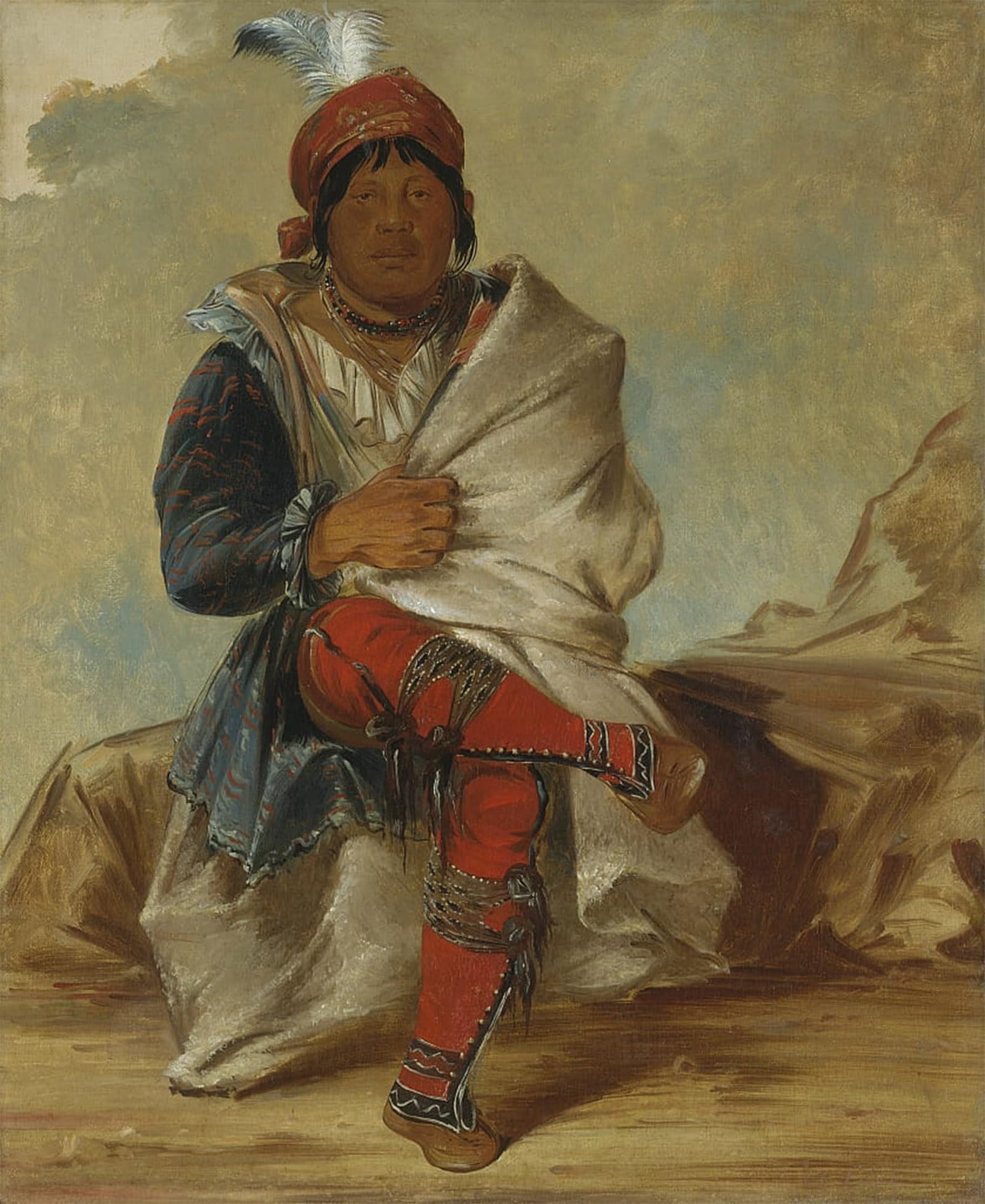 POSTERIIk Famous Modern Artwork Art Mural Chief of the Tribe by George Catlin Oil Paintings Pictures for Home Decor 60x90cm