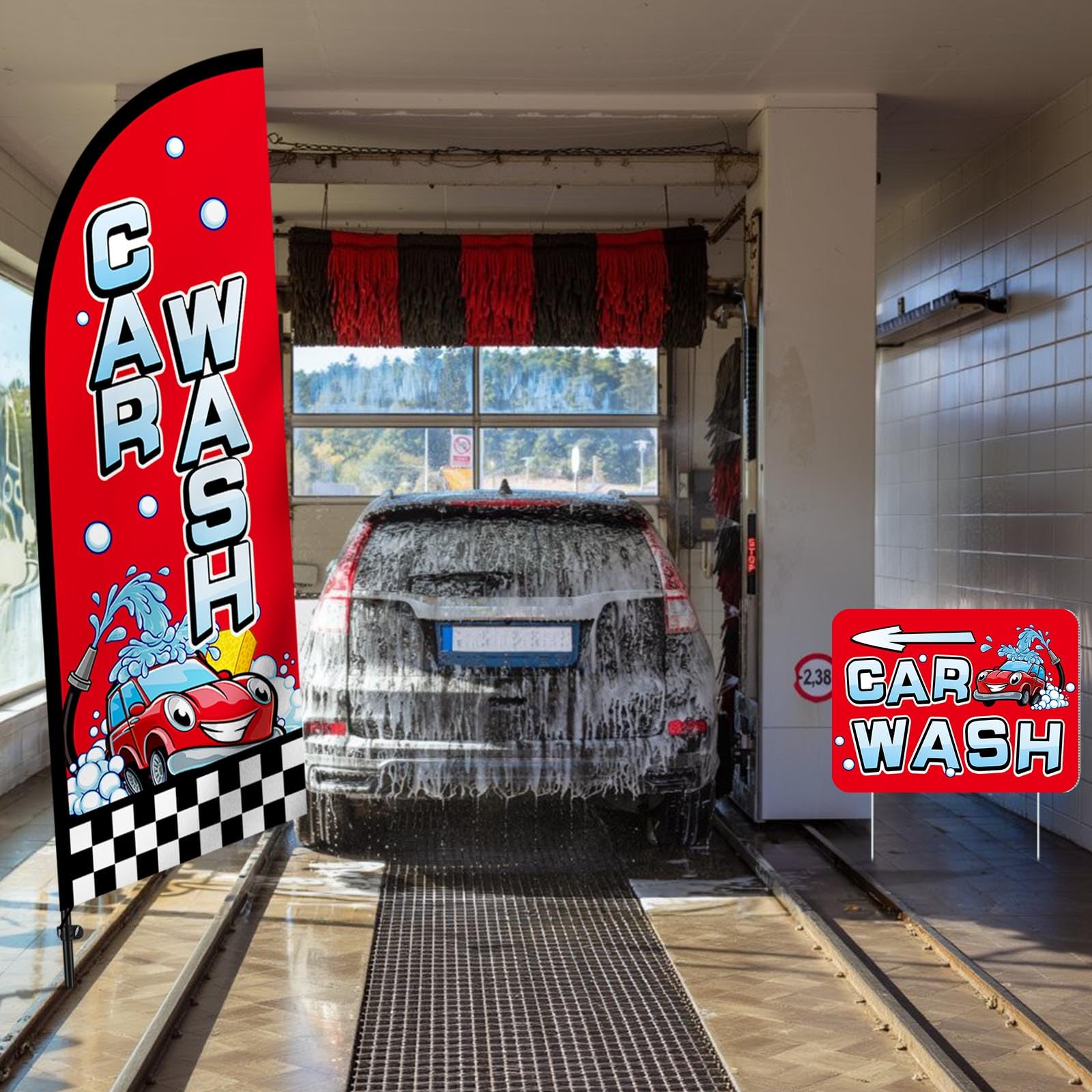 Fanfanwin Car Wash Feather Flagpole Kit Include 7 Ft Banner - View #6