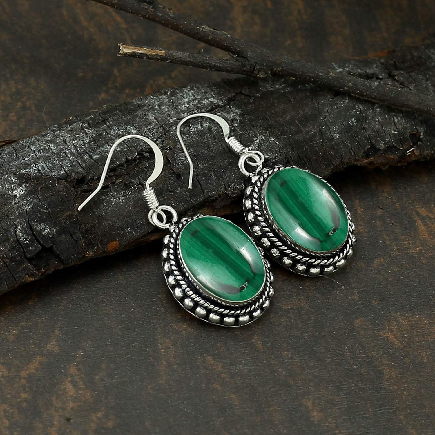 Natural/Synthetic/Simulated Gemstone Oval Shape Dangle Earrings for Women – 925 Silver Plated Handmade Earrings – Lightweight & Comfortable Statement Birthstone Jewelry – Gift for Wedding Anniversary - Image 4