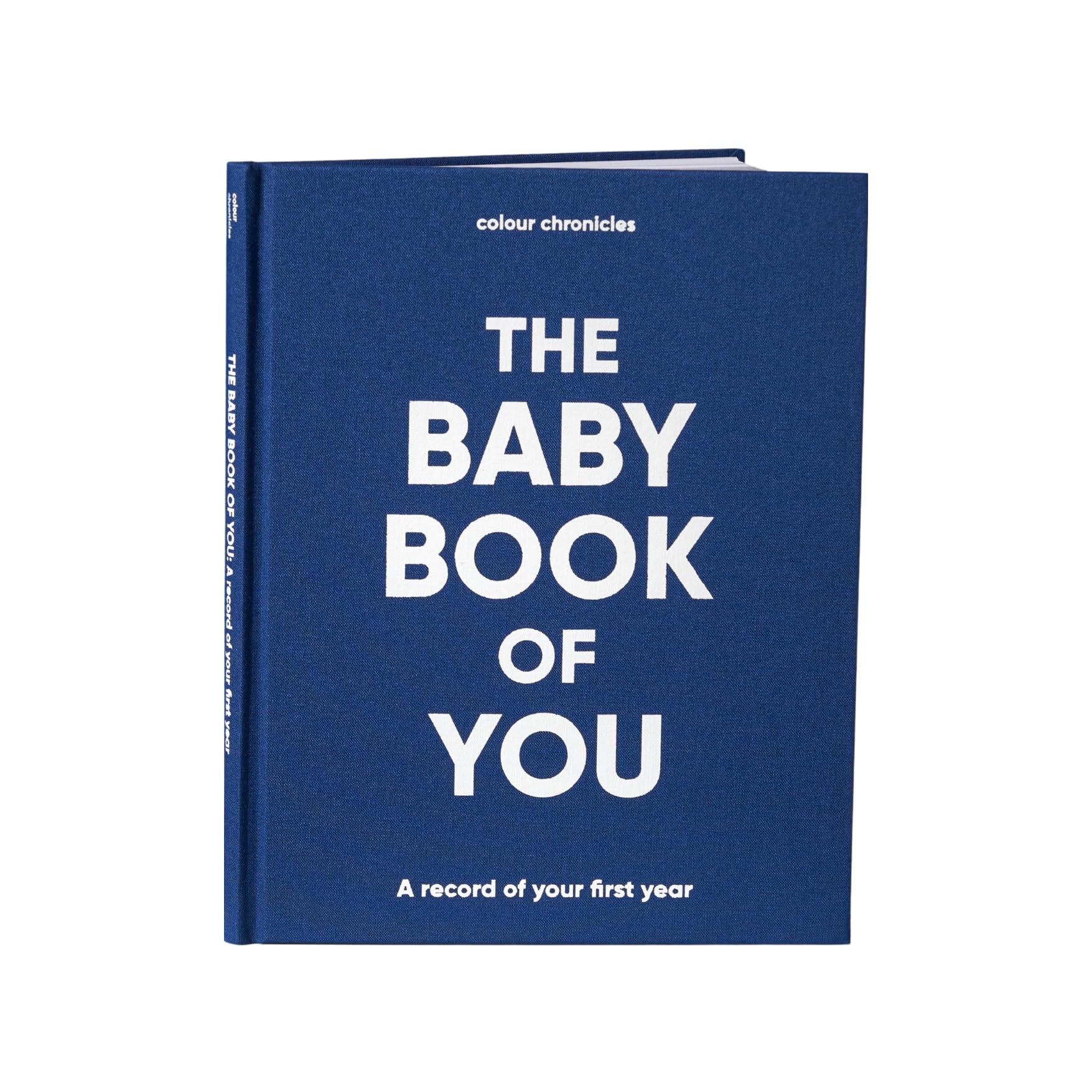 Baby Memory Book | Capture the Joy of the First Year in this Forever Keepsake | Unique Gift for Expecting Parents | 8" x 10” Scrapbook | 96 Pages | Cloth Covered Hardback Baby Memory Journal – Blue