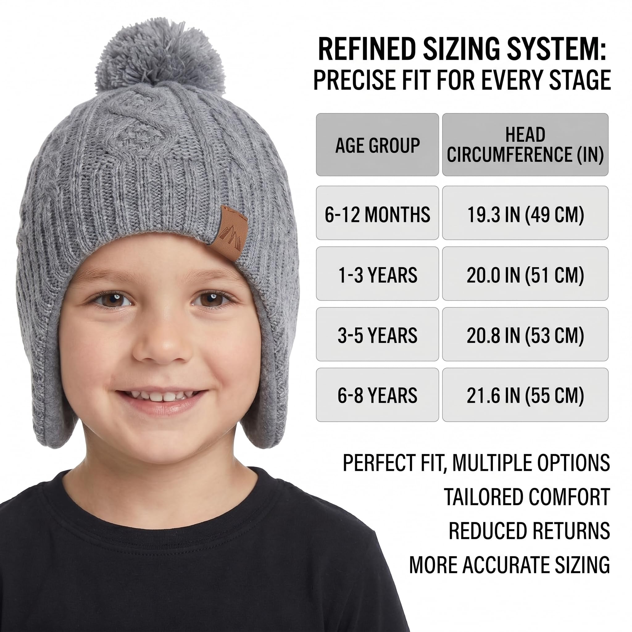 Moon Kitty Gorros de punto para bebés, niños y niñas, de forro polar, para esquí, invierno, con solapa cálida para las orejas