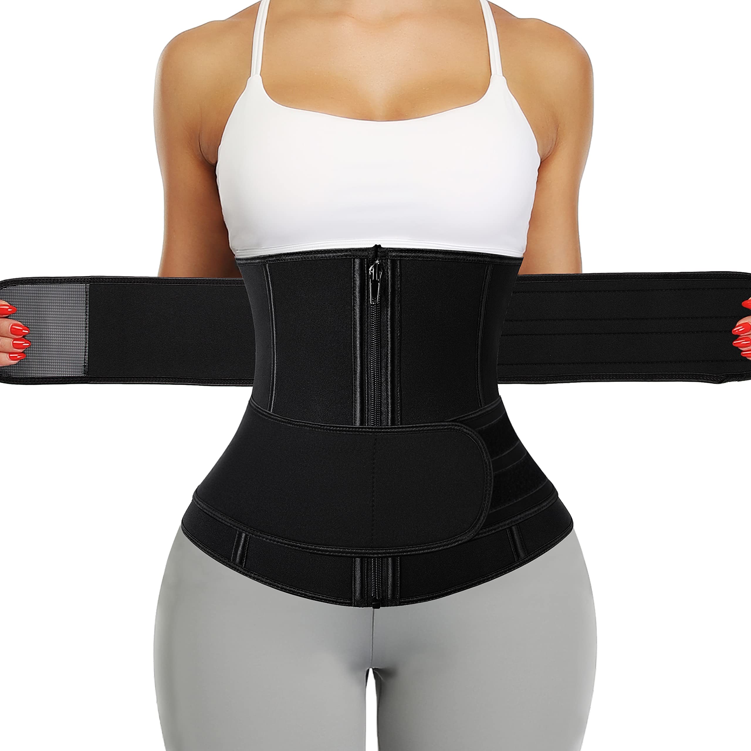 KIWI RATA Neoprene Sauna Waist Trainer Corset Sweat Belt for Women Compression Cincher Band Workout Fitness Back Support