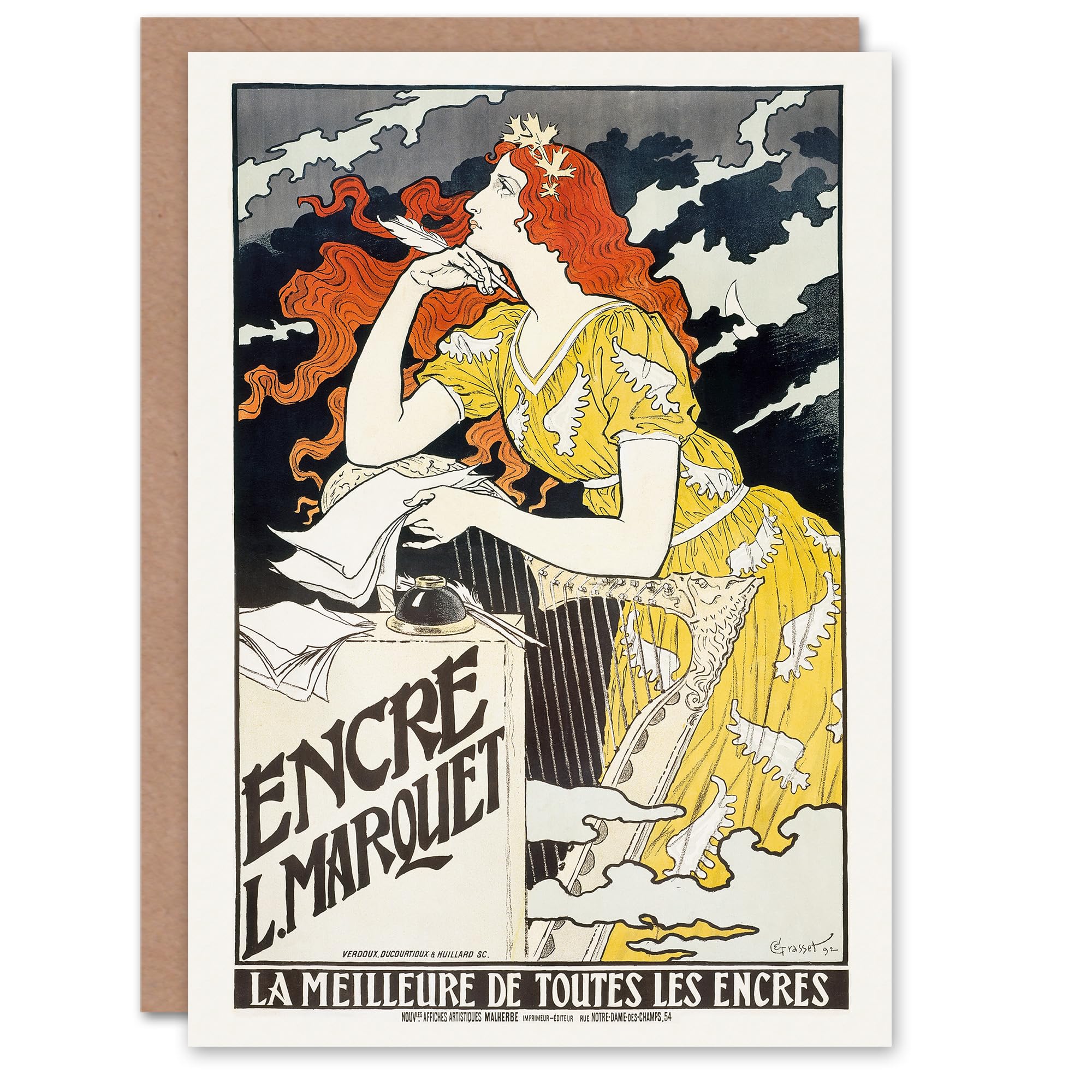 Artery8 Eugene Grasset Art Card Encre Marquet Ink Vintage Art Nouveau Ad