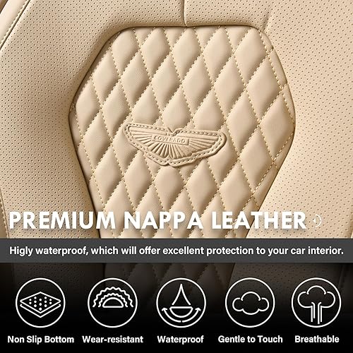 Miniatura 8 de Coverado Automotive Seat Covers, Car Seat Covers Full Set, Beige Car Seat Cover, Car Seat Cushion Waterproof, Front Seats Back Seat Covers, Car Seat