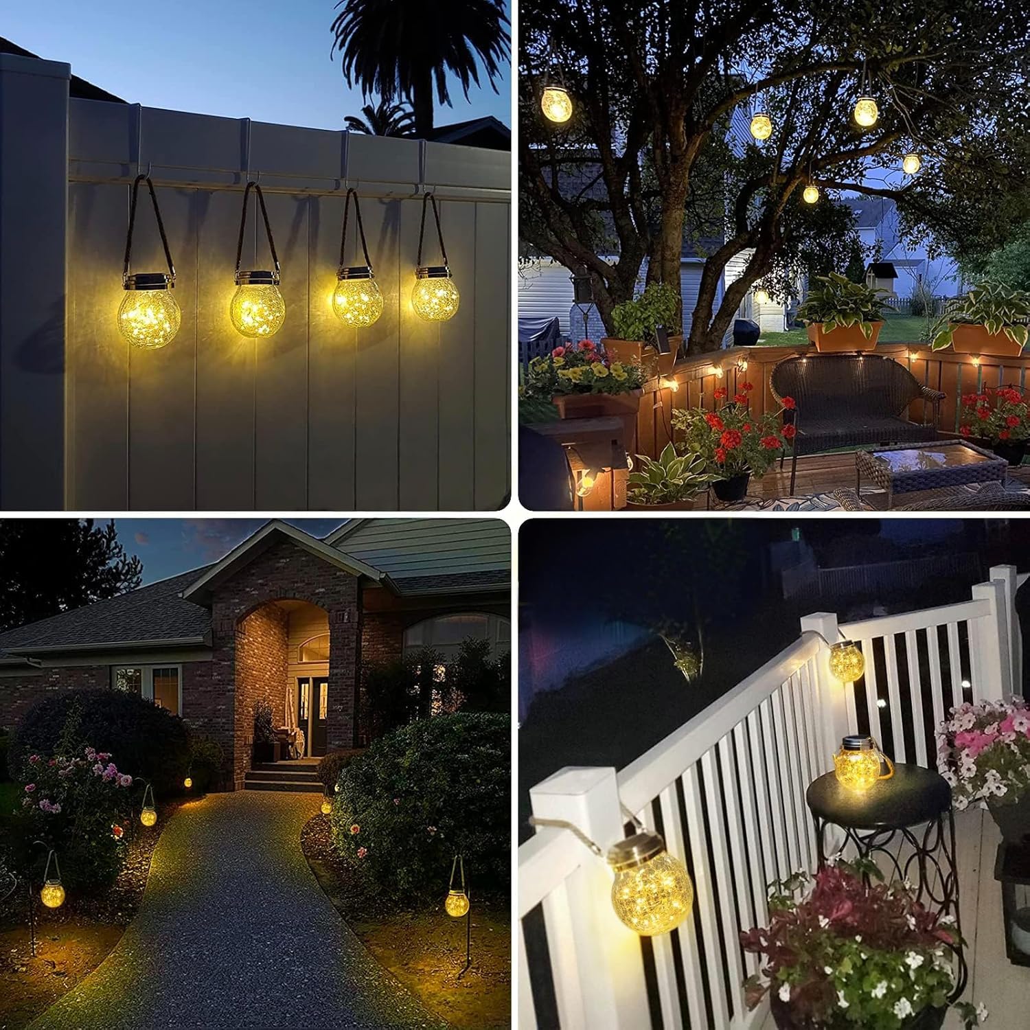 Lanterna solare, confezione da 2 lanterne da esterno con 30 LED impermeabili, decorazione da giardino, patio, luci solari decorative per esterni, cortile, esterni, luce calda