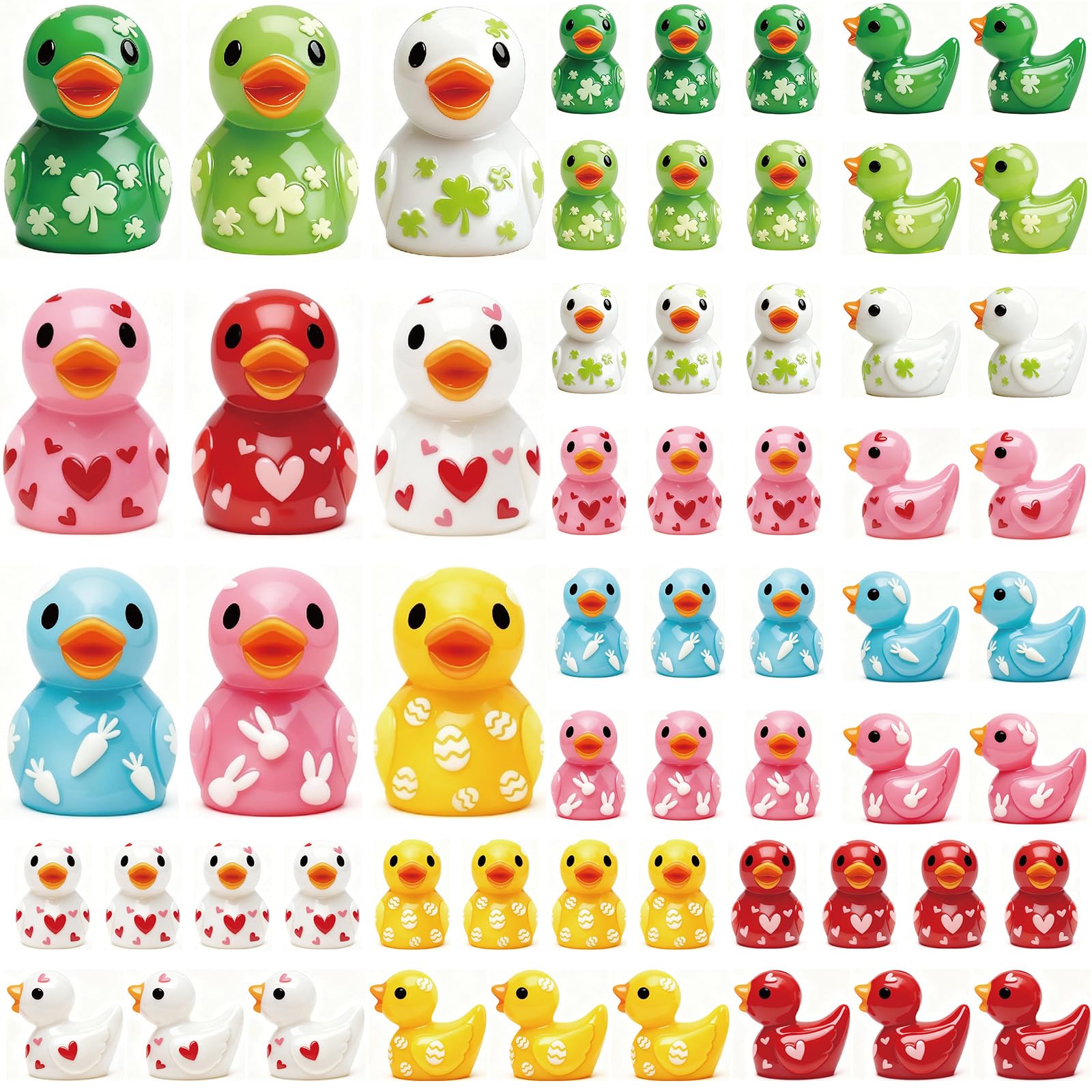 90 Pcs Mini Resin Duck Bulk Valentine's Day Ducks St Patrick's Day Duckies Easter Duckies Tiny Ducks Figurines for Party Favors Supplies Dollhouse Aquarium Garden DIY Decoration