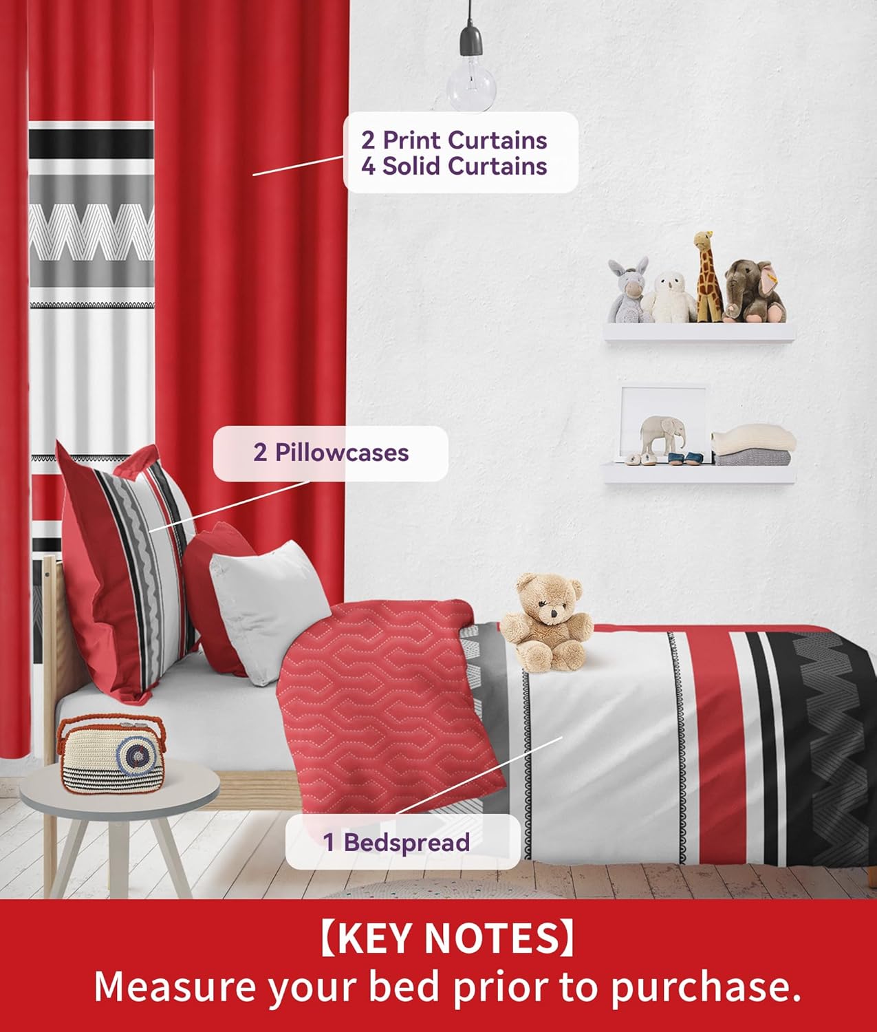 Bedspreads and Matching Curtains 1 Bedspread 2 Pillowcases 2 Print Curtains 4 Solid Curtains Cal King Light Comforter Set with Curtains California King Bed in a Bag Set Easy Care