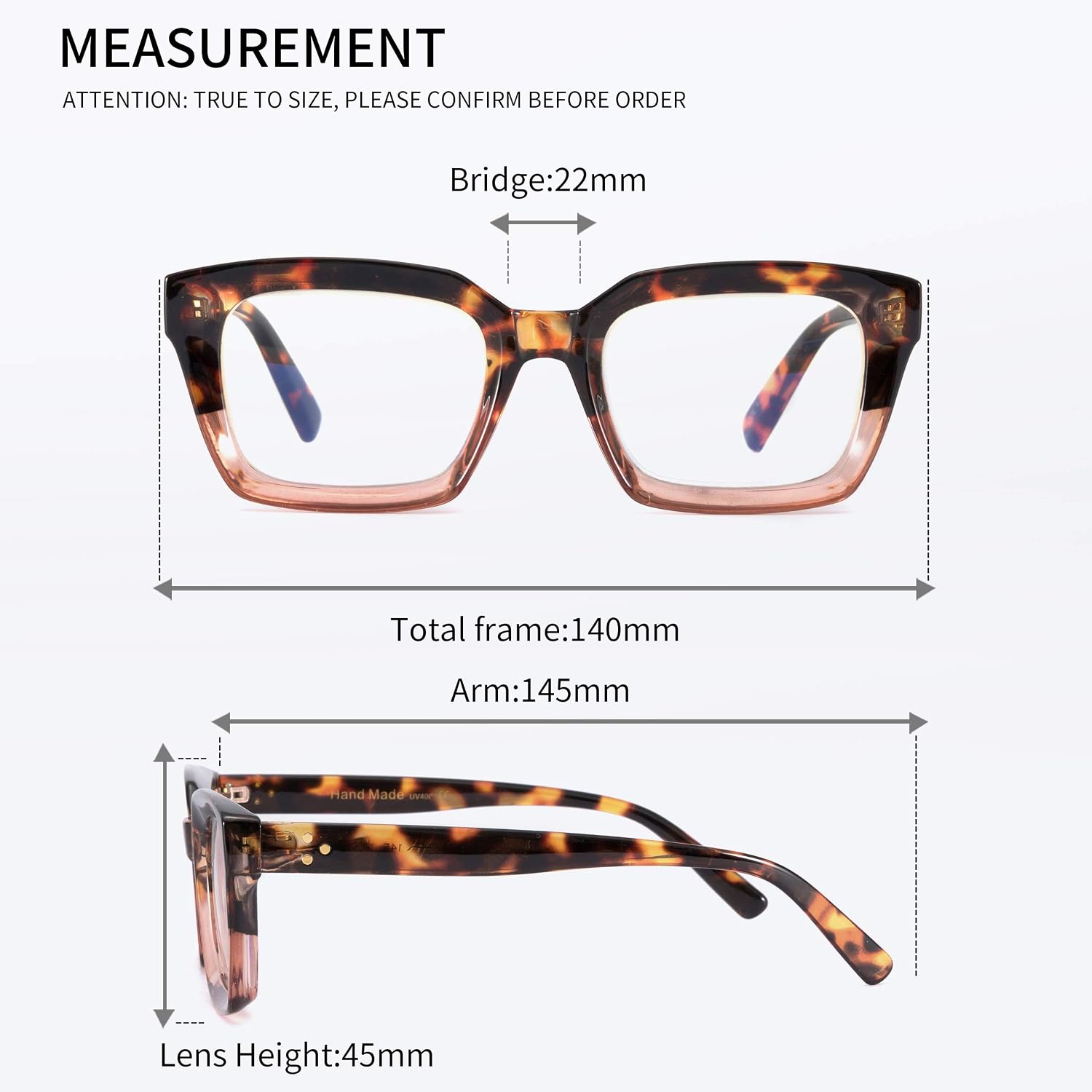 Alsenor Retro Style Oversized Eyeglass Frames Square Reading Glasses Blue Light Blocking Computer Reader Eyeglass (Leopard, 4.0 x)