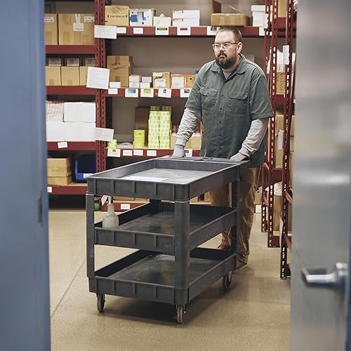 Miniatura 6 de Ironton Carrito utilitario de 3 bandejas de capacidad de 500 libras, carrito de carga de construcción de espuma estructural sin mantenimiento,