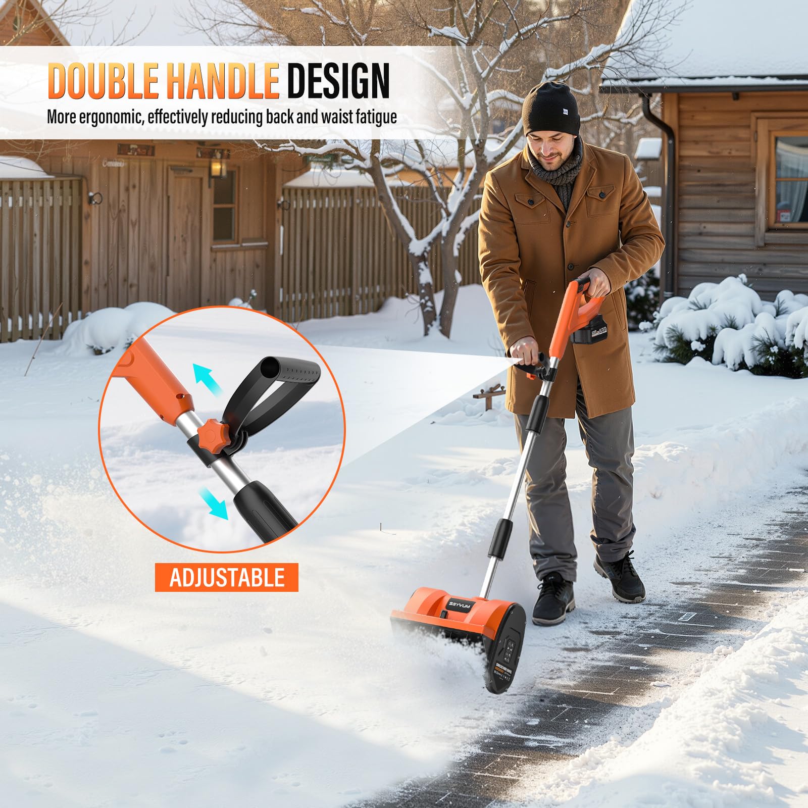 Souffleuse à neige sans fil avec 2 batteries de 4,0 Ah et chargeur, pelle à neige sans fil 20 V, déneigement alimenté par batterie de 30,5 cm avec distance de projection de 4,9 m pour patio, terrasse
