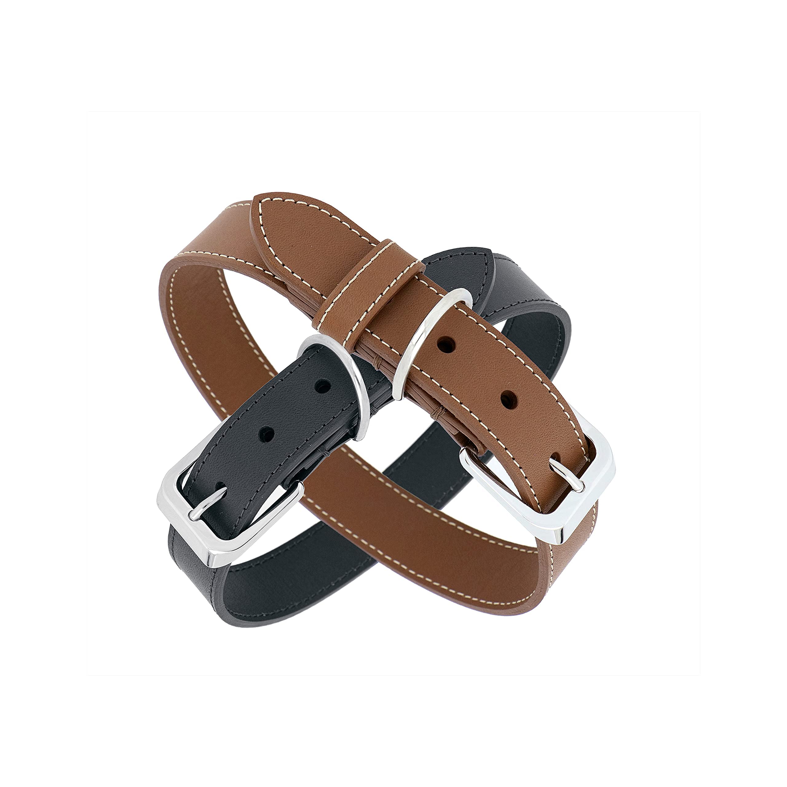 Collier chien cuir imperméable gris taille M résistant avec plaque gravée