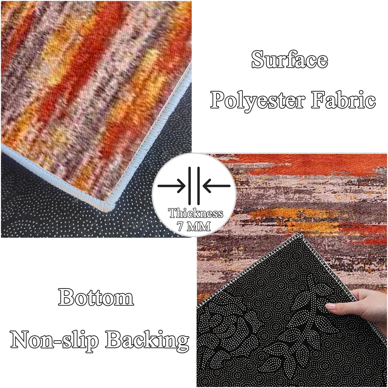 Waschbar Teppich Läufer Flur 120 x 450 cm rutschfest Küchenläufer Teppichläufer Flur Teppich Küchenteppich Küchenmatte Fußmatte Lang Läufer Teppich für Flur Küche Eingang Wohnzimmer Schlafzimmer