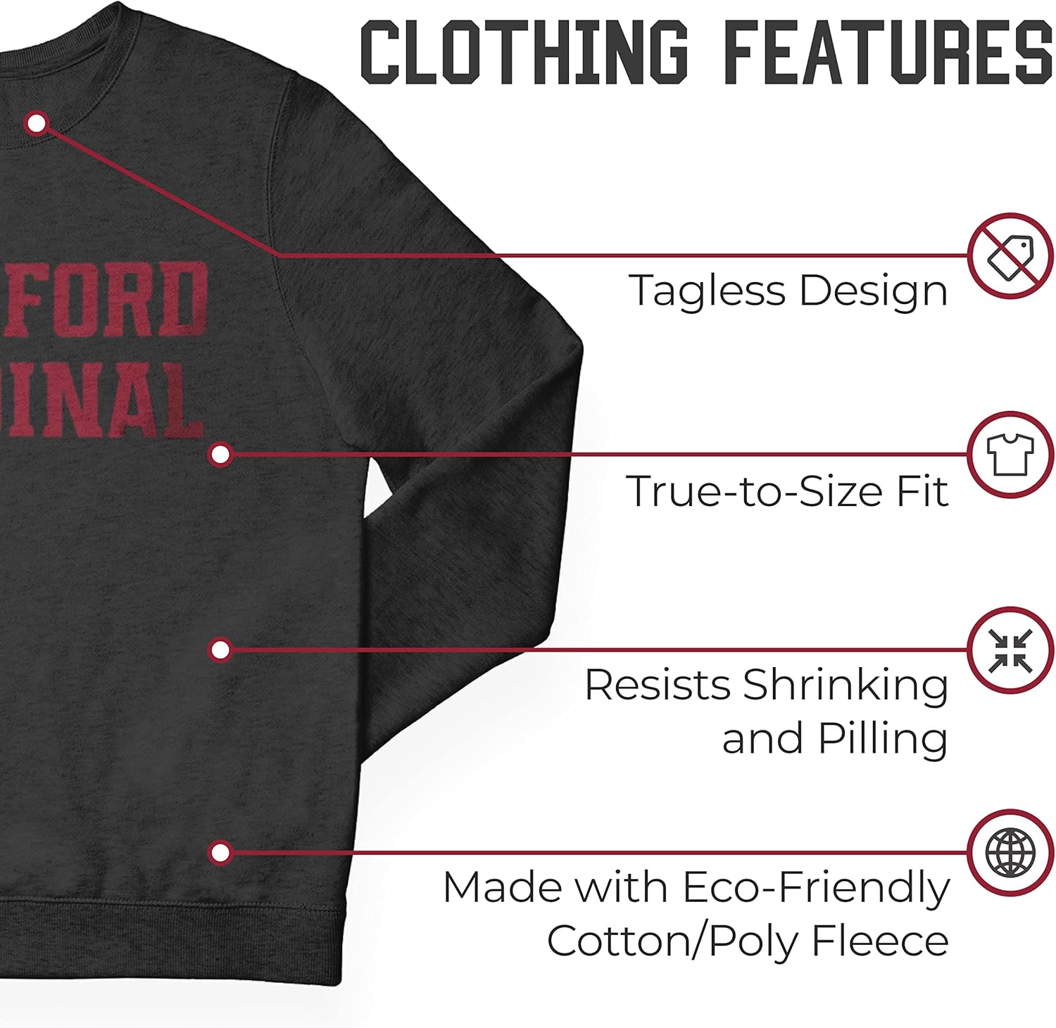 Campus Colors NCAA Adult Charcoal Crewneck Fleece Sweatshirt - Cotton Blend - Stay Warm & Represent Your Team With Style