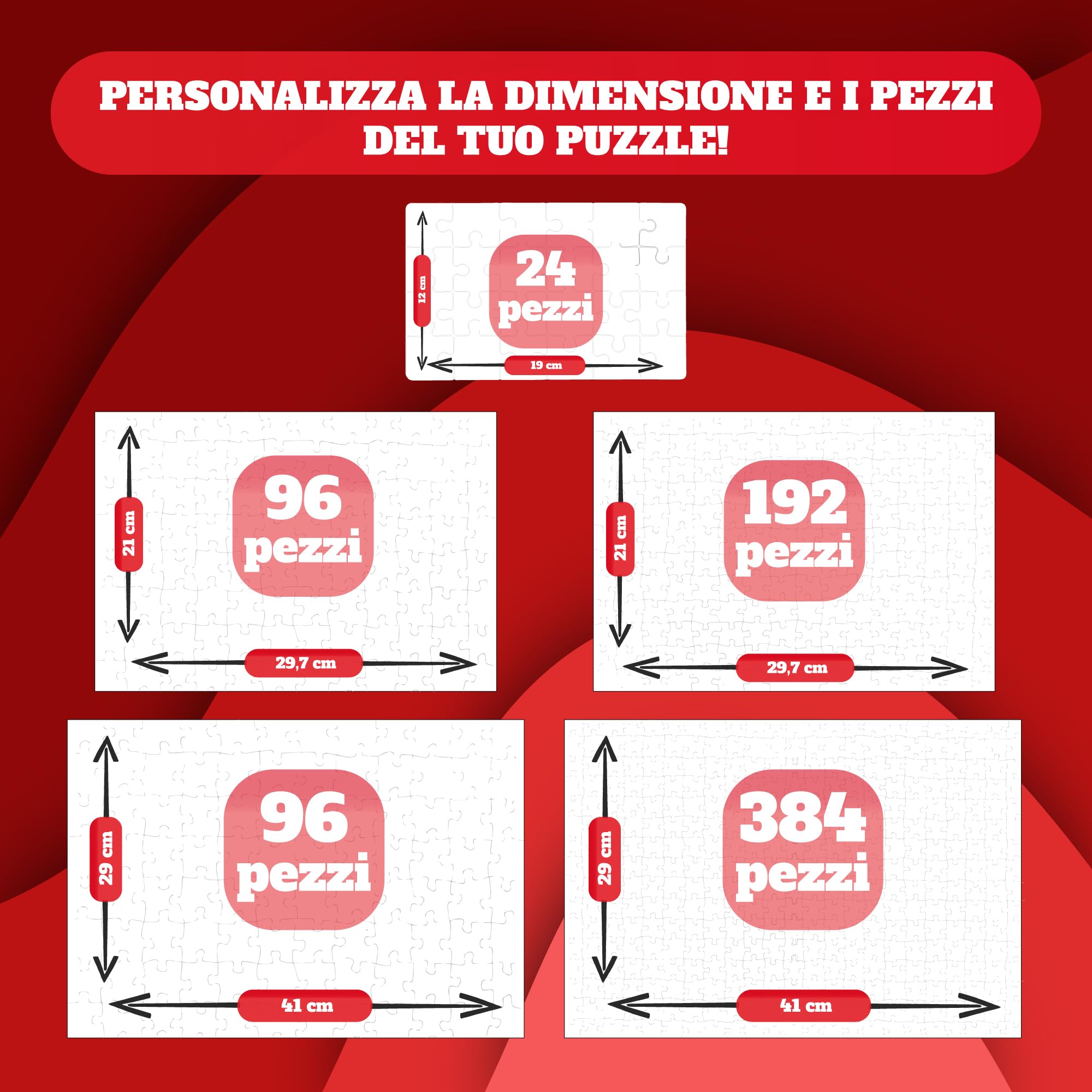 Puzzle personalizzato foto testo 24-384 pezzi stampato alta definizione 12x19 cm