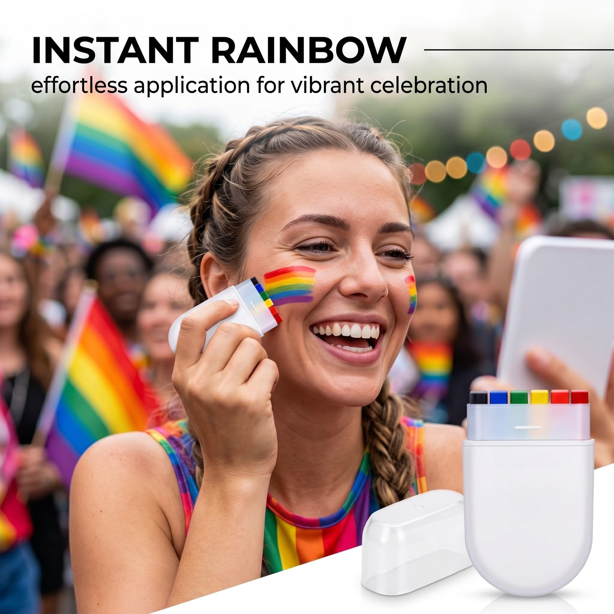 3 Pezzi 6 Colori Penna Pride,Per Feste Arcobaleno,Arcobaleno Penna,Pride Accessori Vernice Per Sfilate E Feste,Lgbt Trucco Con Bandiera Arcobaleno(A)